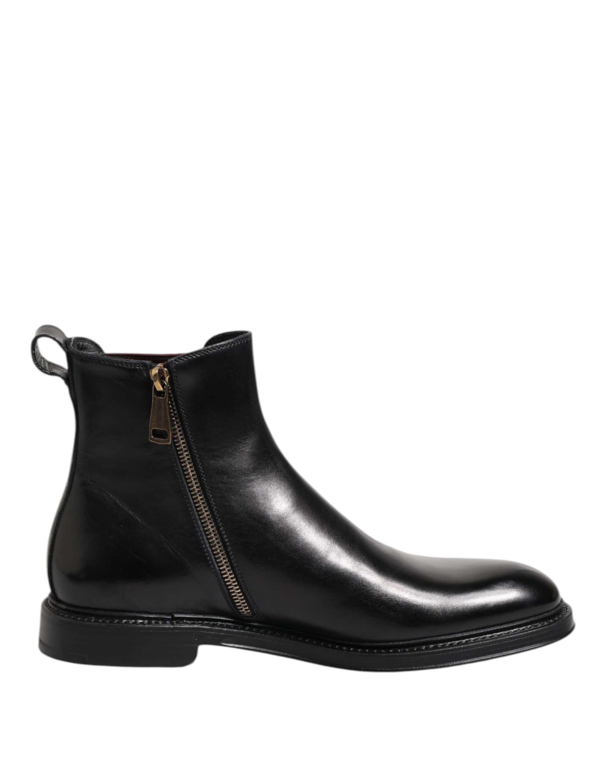 Dolce & Gabbana Black Chelsea Leather Mid Calf Boots Shoes - Image 7