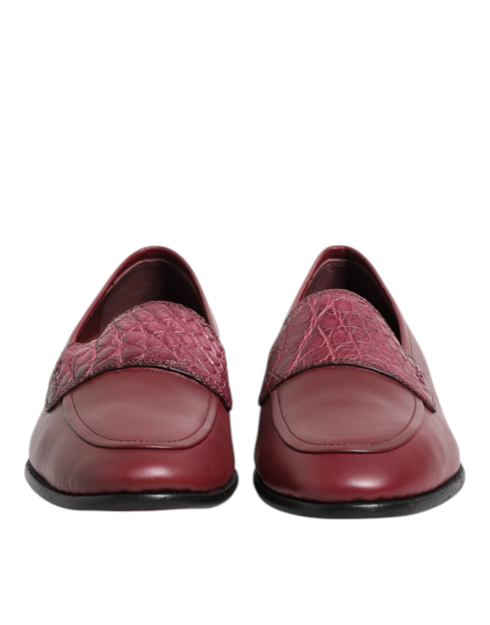 Dolce & Gabbana Burgundy Leather Formal Slip On Shoes - Image 2