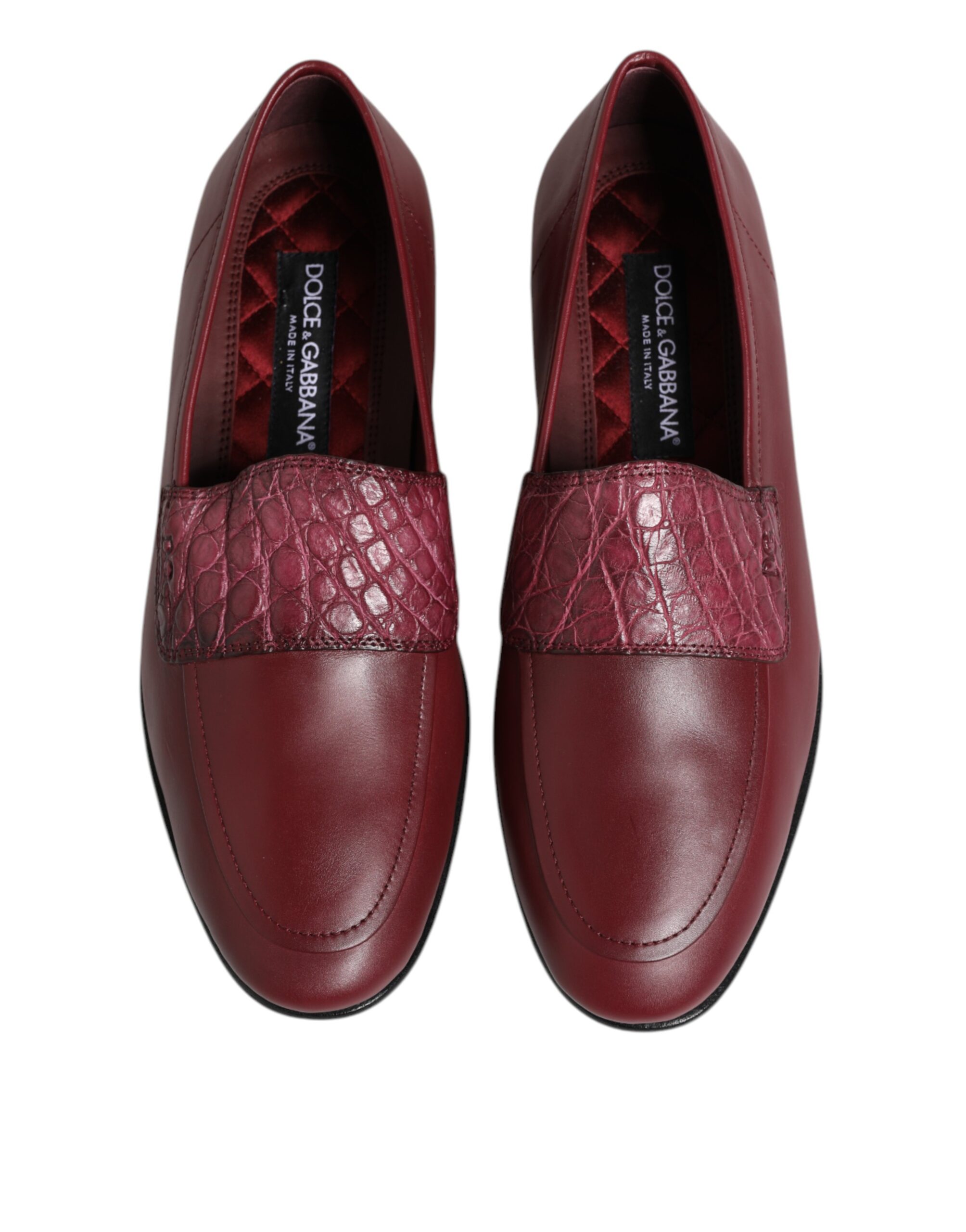 Dolce & Gabbana Burgundy Leather Formal Slip On Shoes - Image 3
