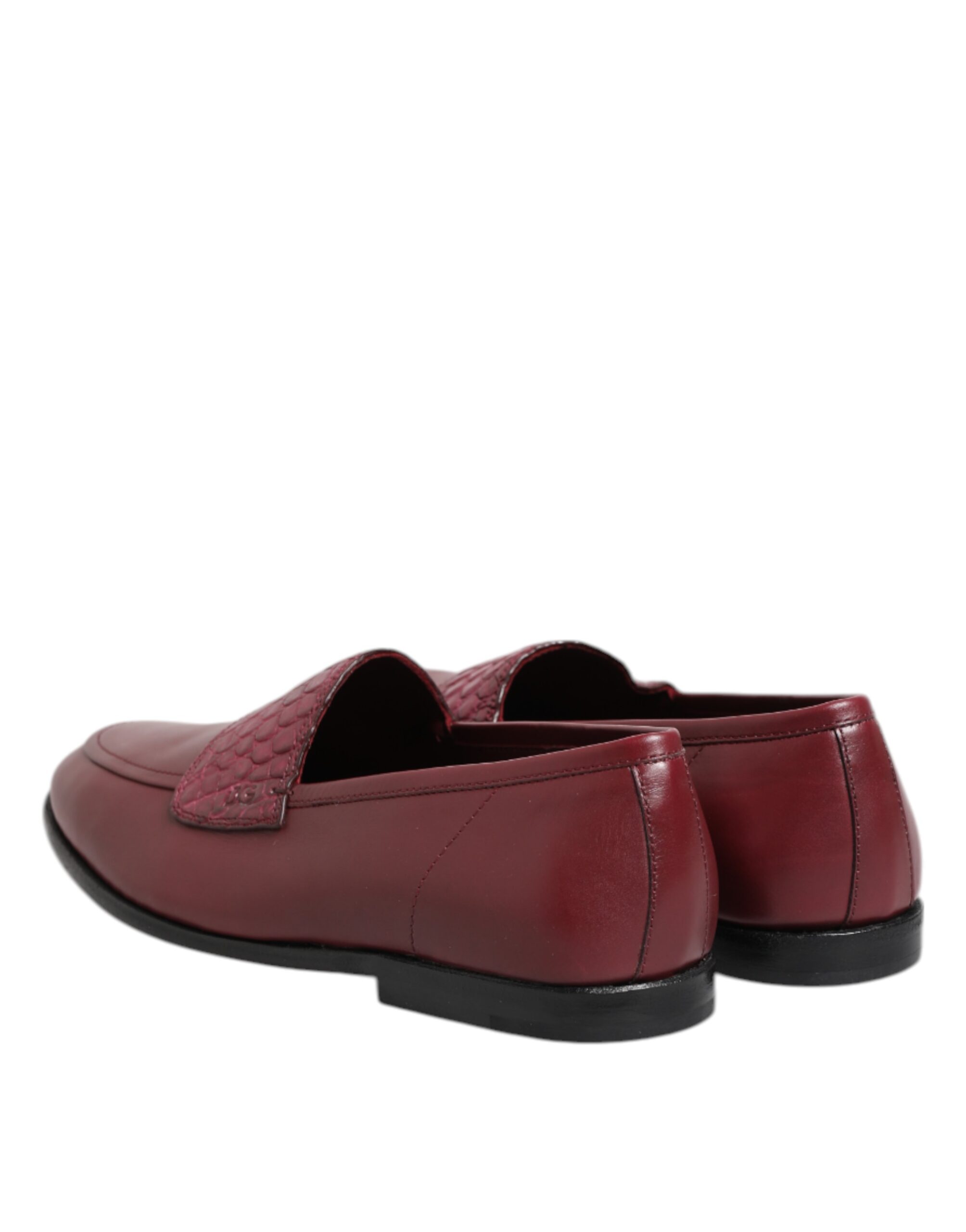 Dolce & Gabbana Burgundy Leather Formal Slip On Shoes - Image 5