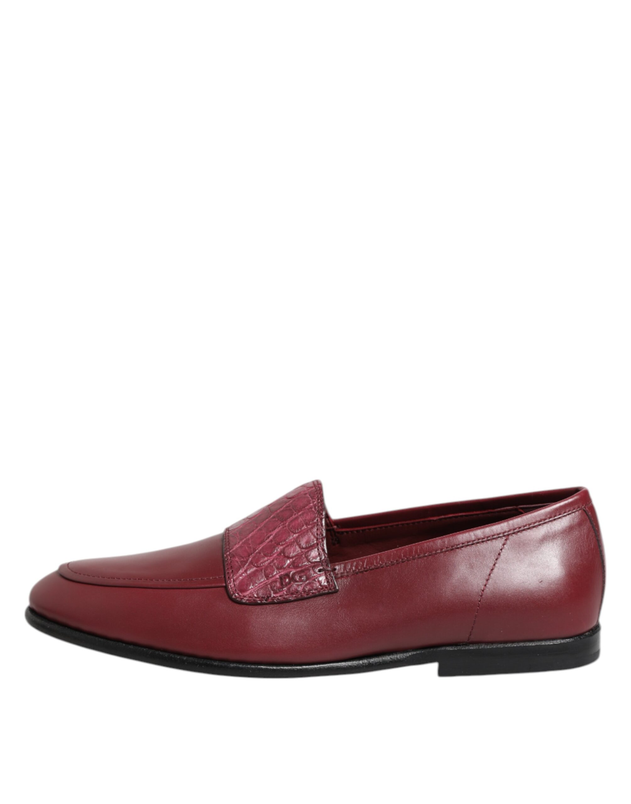 Dolce & Gabbana Burgundy Leather Formal Slip On Shoes - Image 6