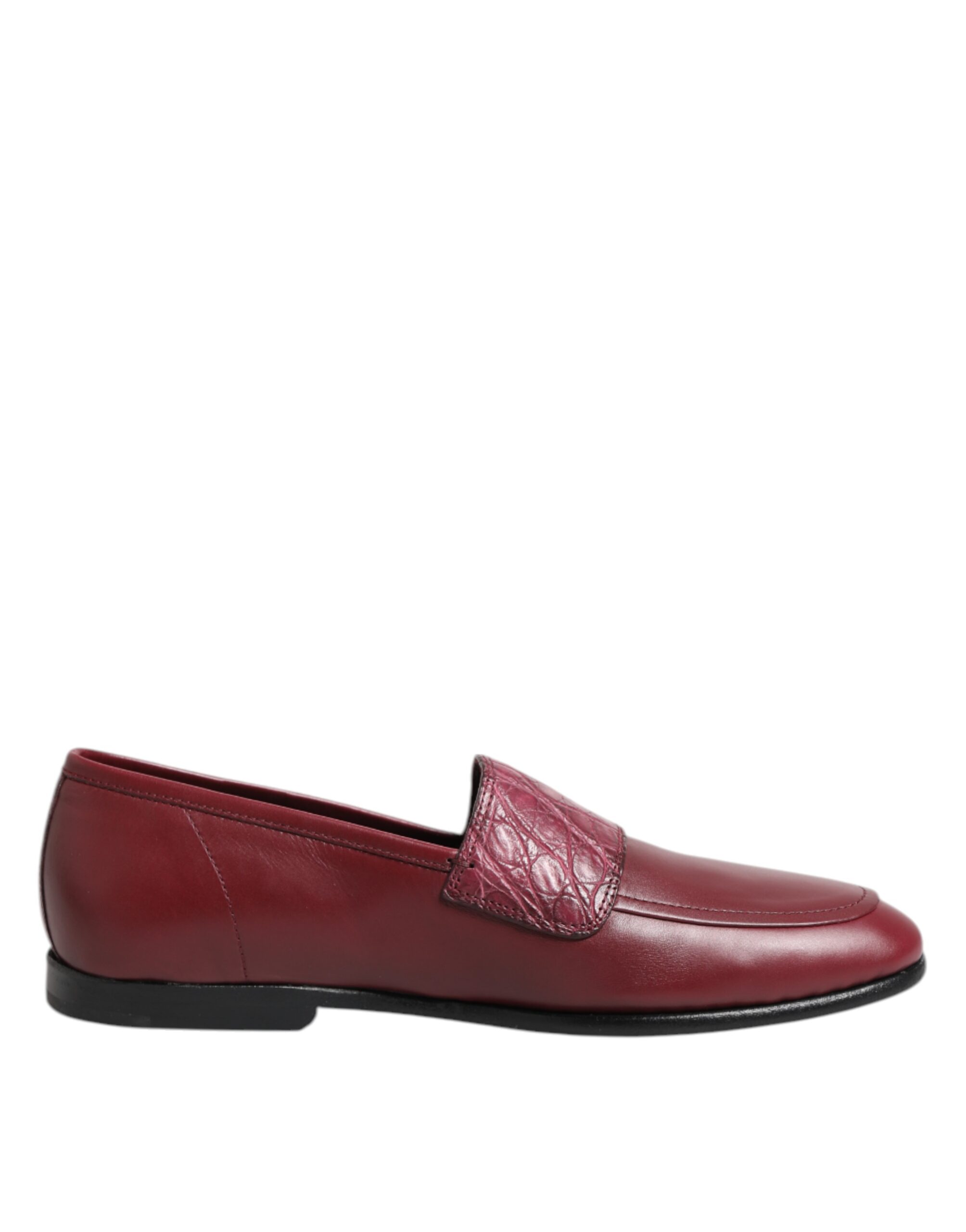 Dolce & Gabbana Burgundy Leather Formal Slip On Shoes - Image 7