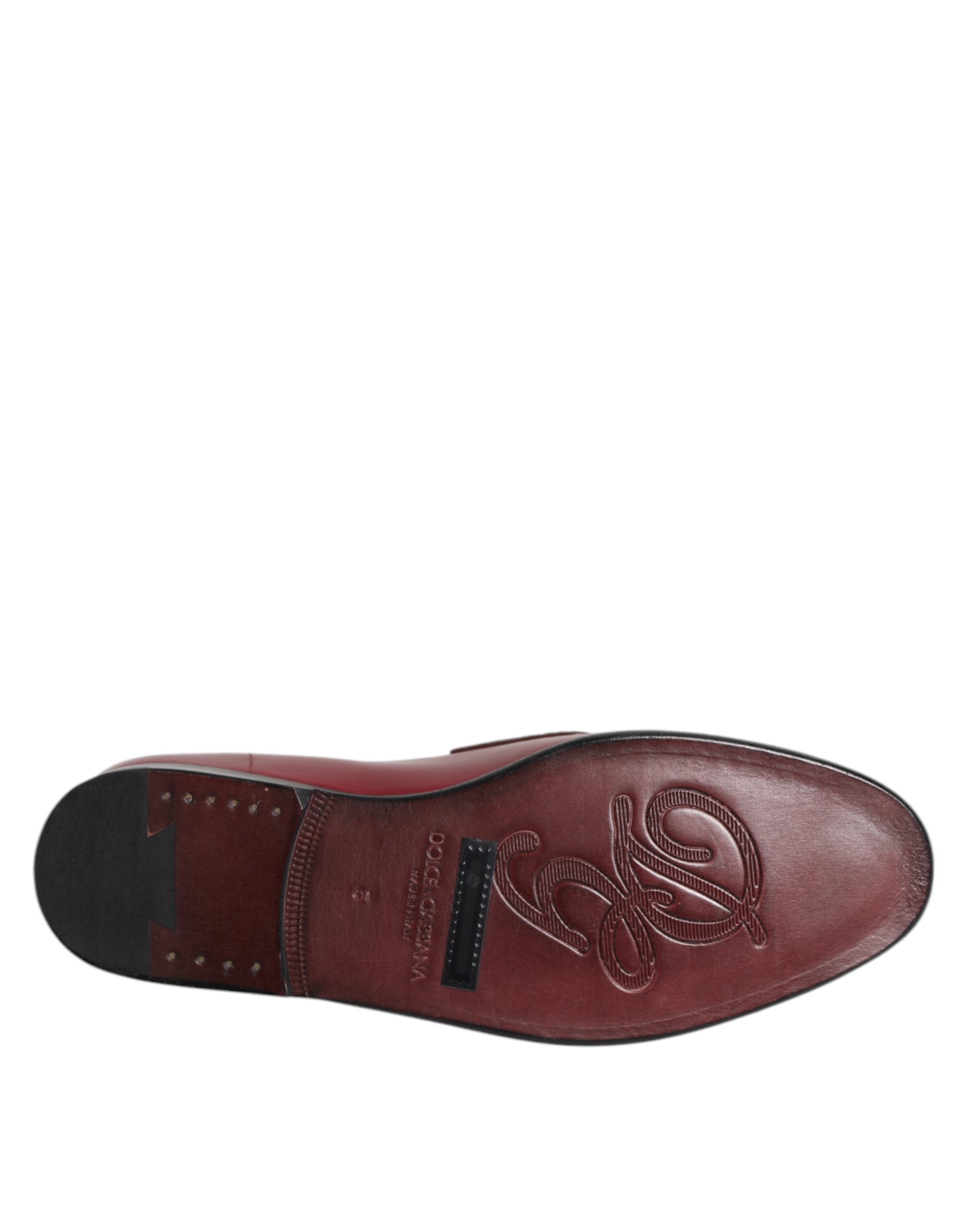 Dolce & Gabbana Burgundy Leather Formal Slip On Shoes - Image 8