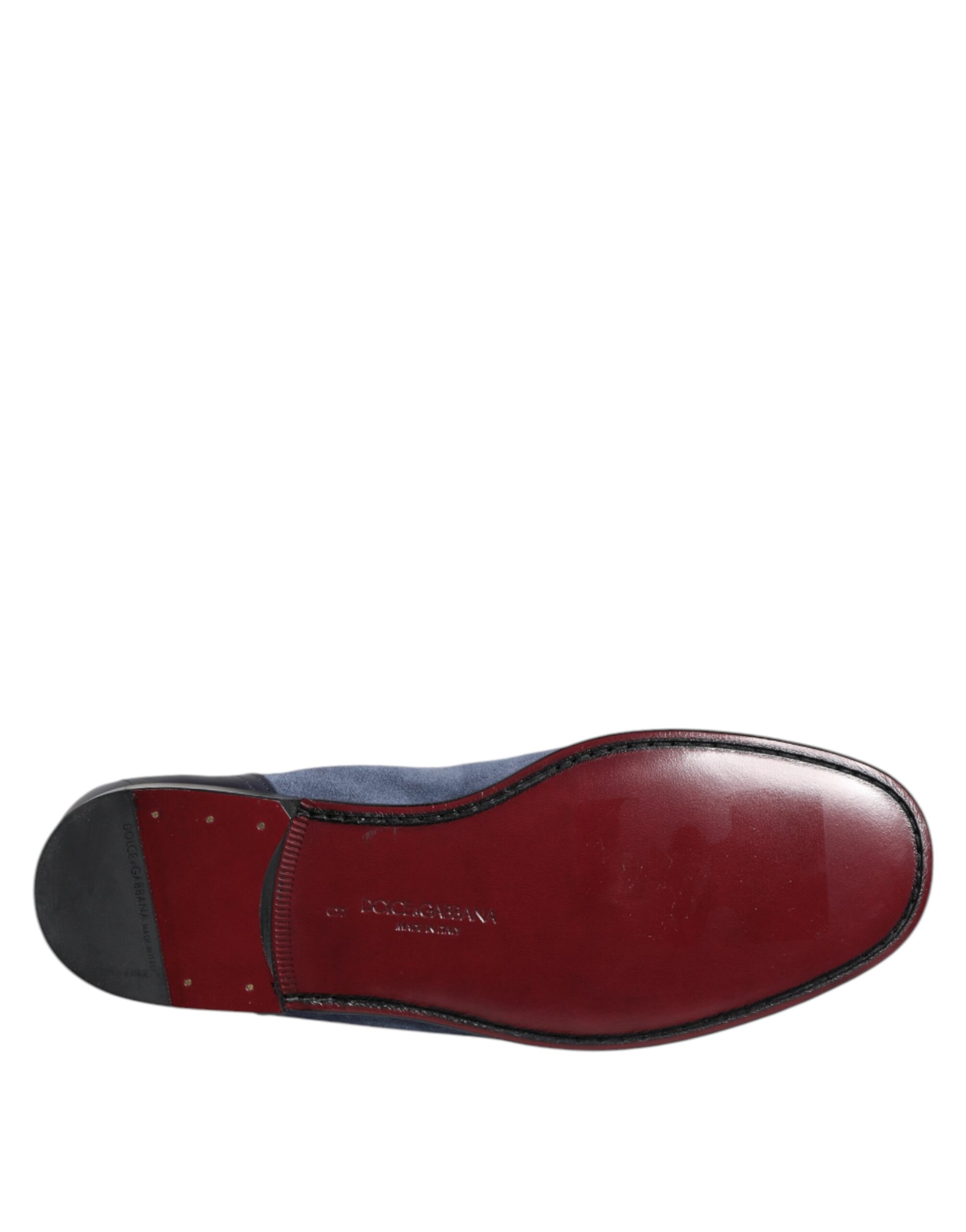 Dolce & Gabbana Blue Suede Leather Loafers Moccasin Shoes - Image 8