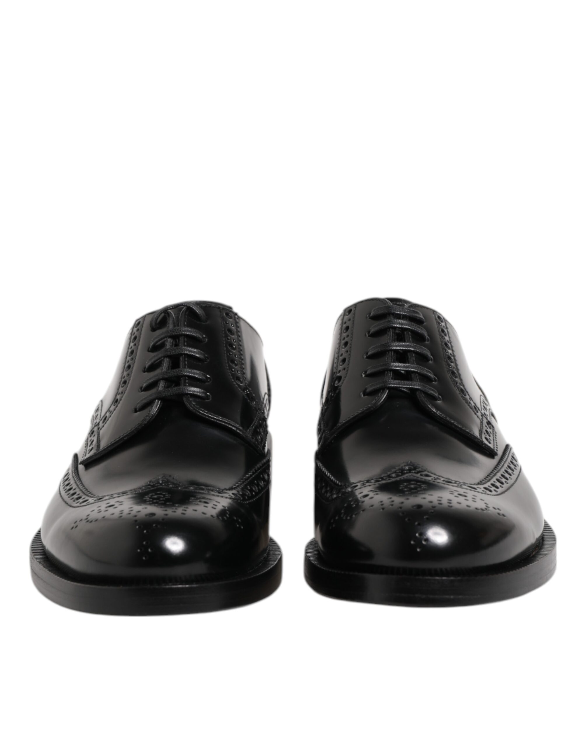 Dolce & Gabbana Black Leather Derby Wingtip Formal Shoes - Image 2