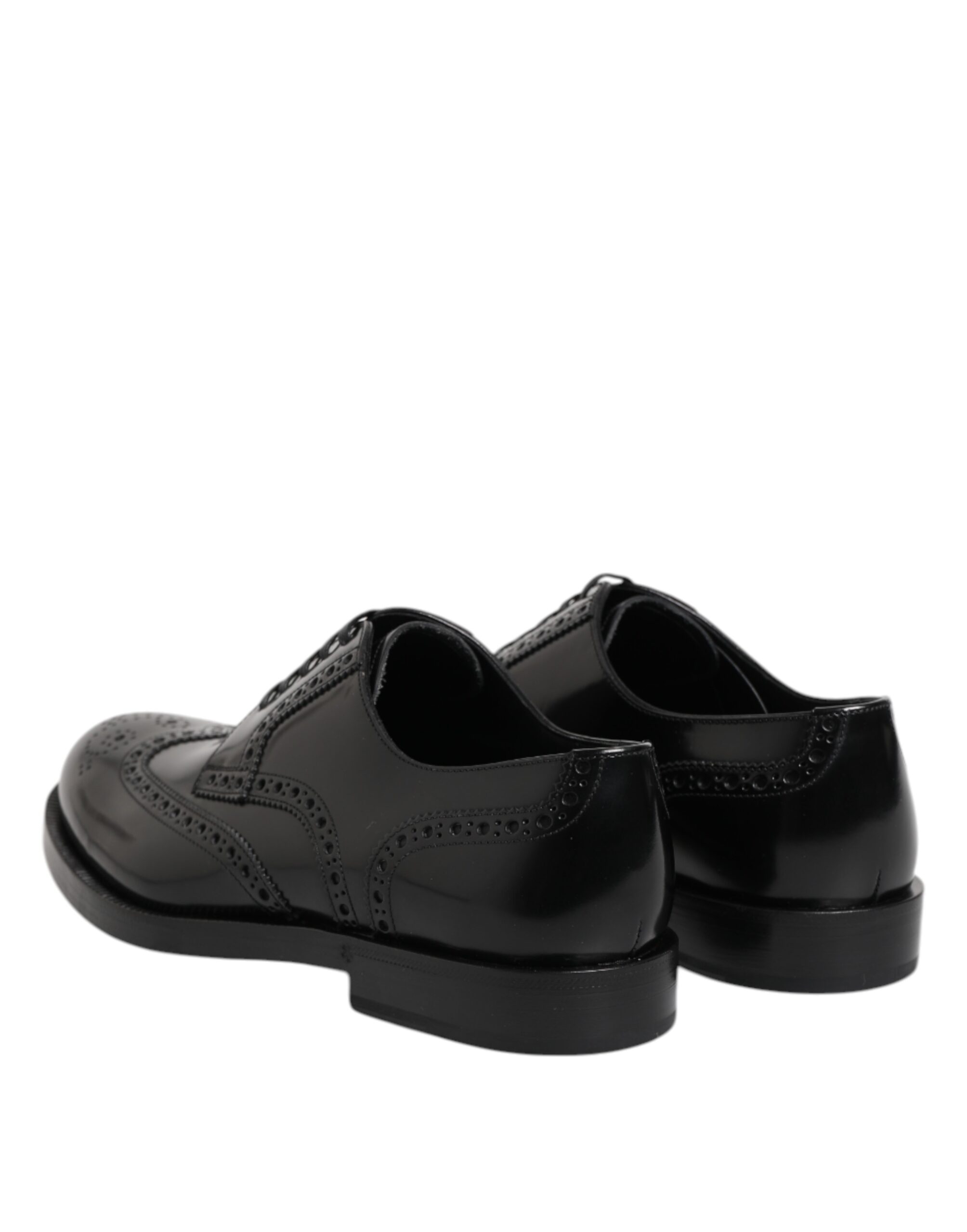 Dolce & Gabbana Black Leather Derby Wingtip Formal Shoes - Image 5