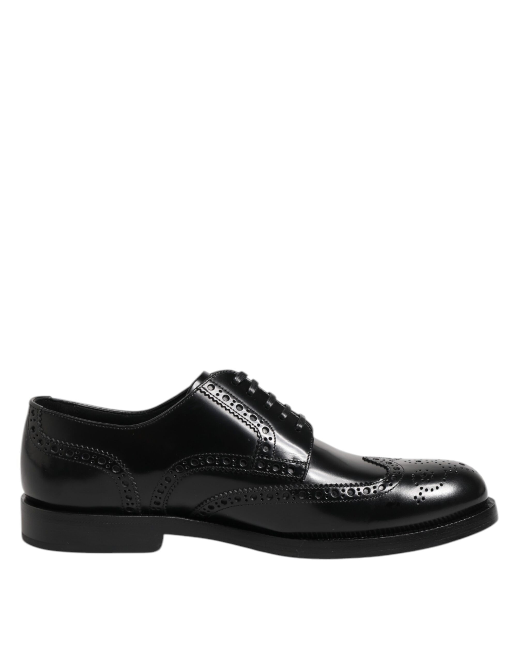 Dolce & Gabbana Black Leather Derby Wingtip Formal Shoes - Image 7