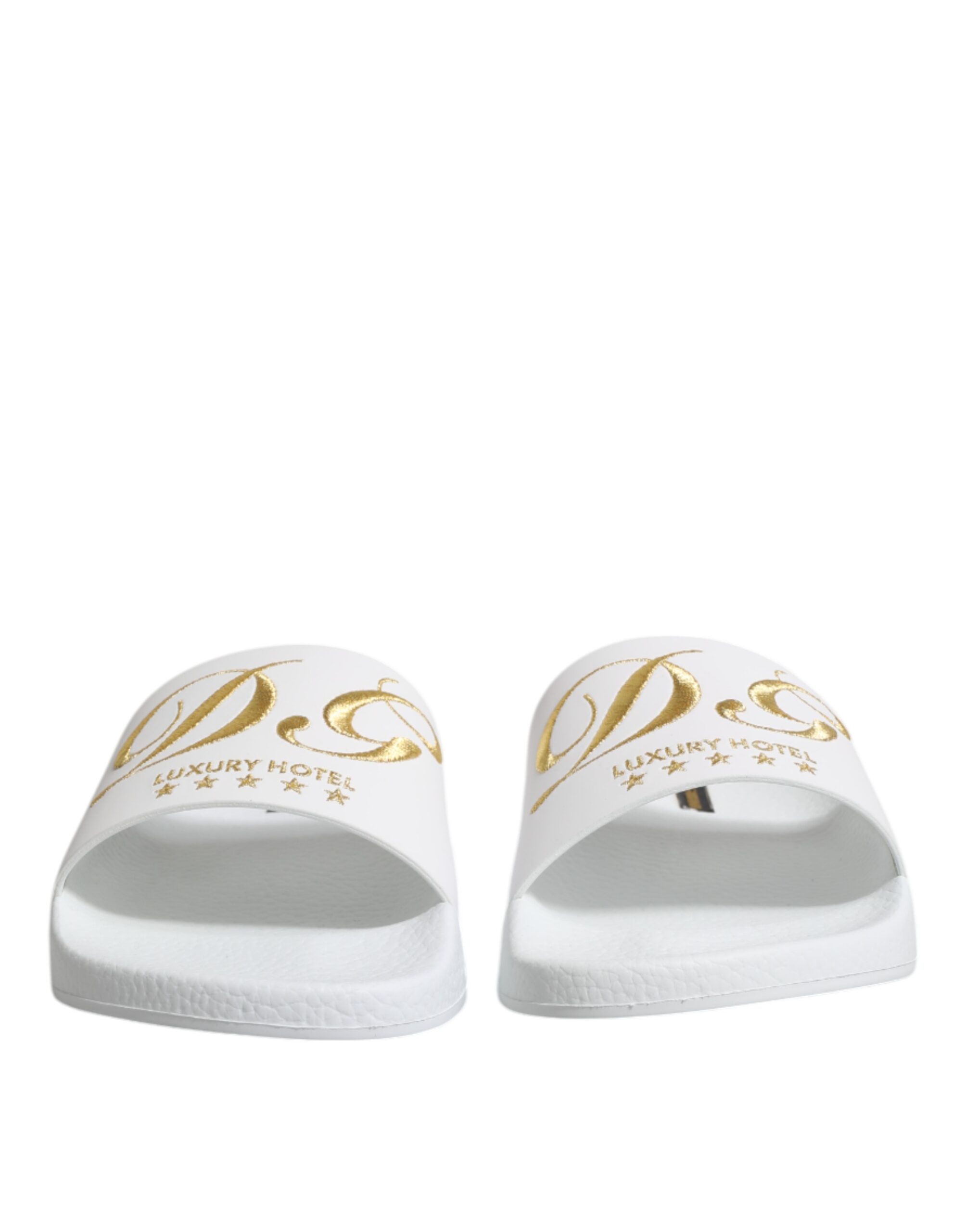 Dolce & Gabbana White Leather Slides Sandals Beachwear Shoes - Image 2