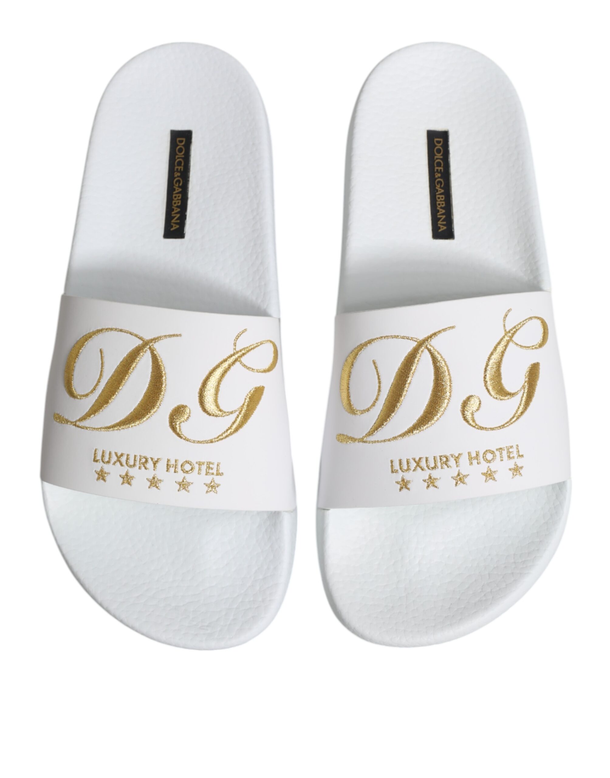 Dolce & Gabbana White Leather Slides Sandals Beachwear Shoes - Image 3