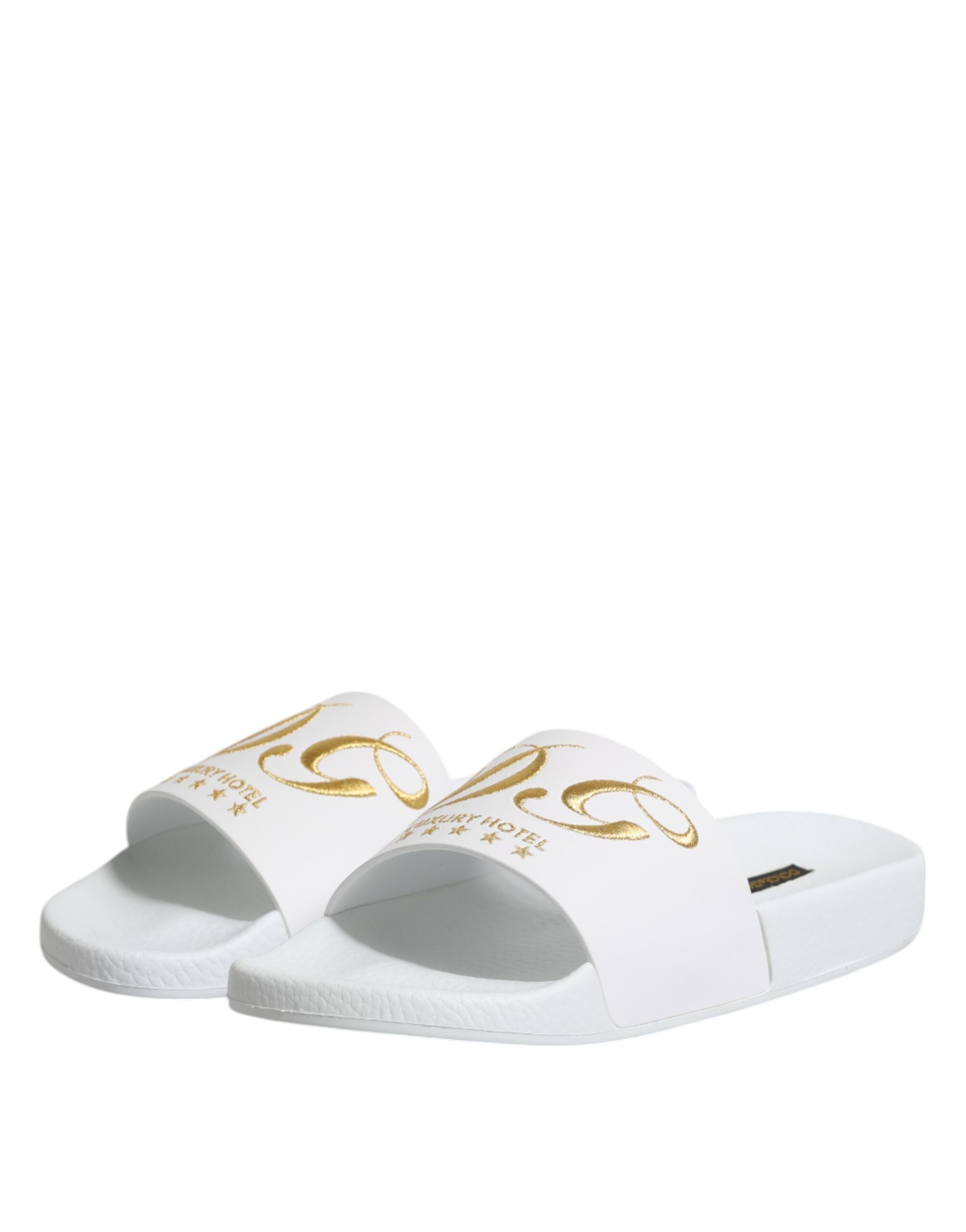 Dolce & Gabbana White Leather Slides Sandals Beachwear Shoes - Image 4
