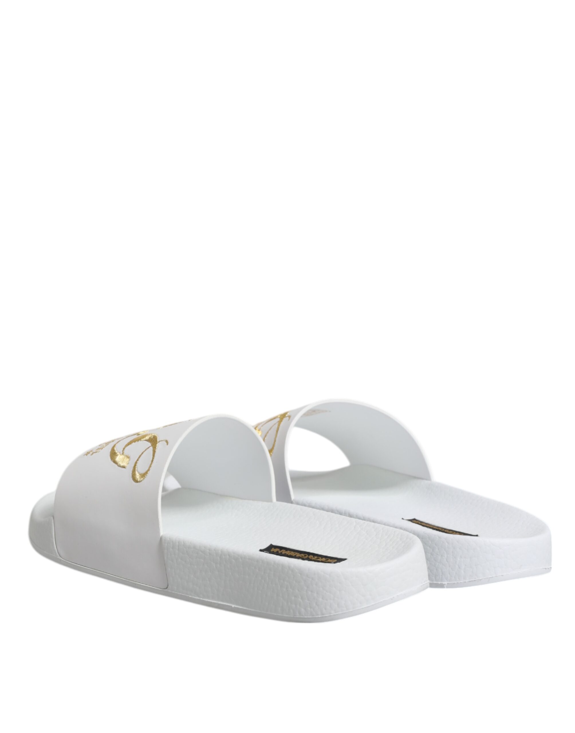 Dolce & Gabbana White Leather Slides Sandals Beachwear Shoes - Image 5