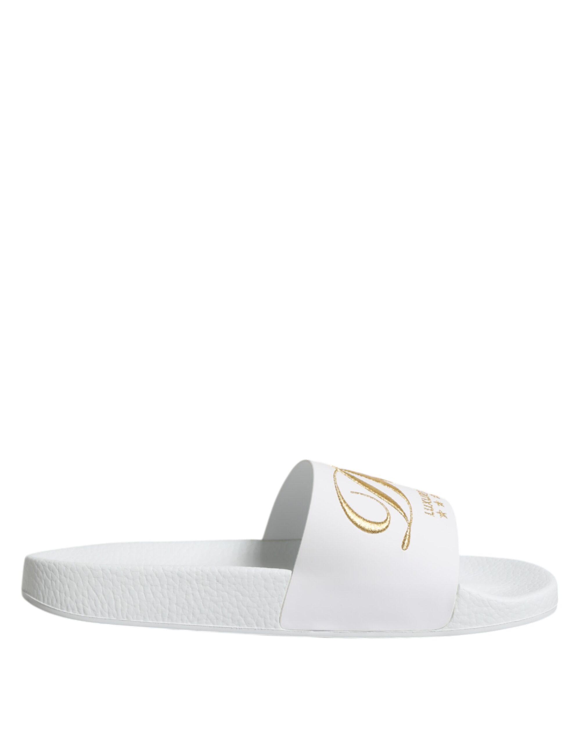 Dolce & Gabbana White Leather Slides Sandals Beachwear Shoes - Image 7