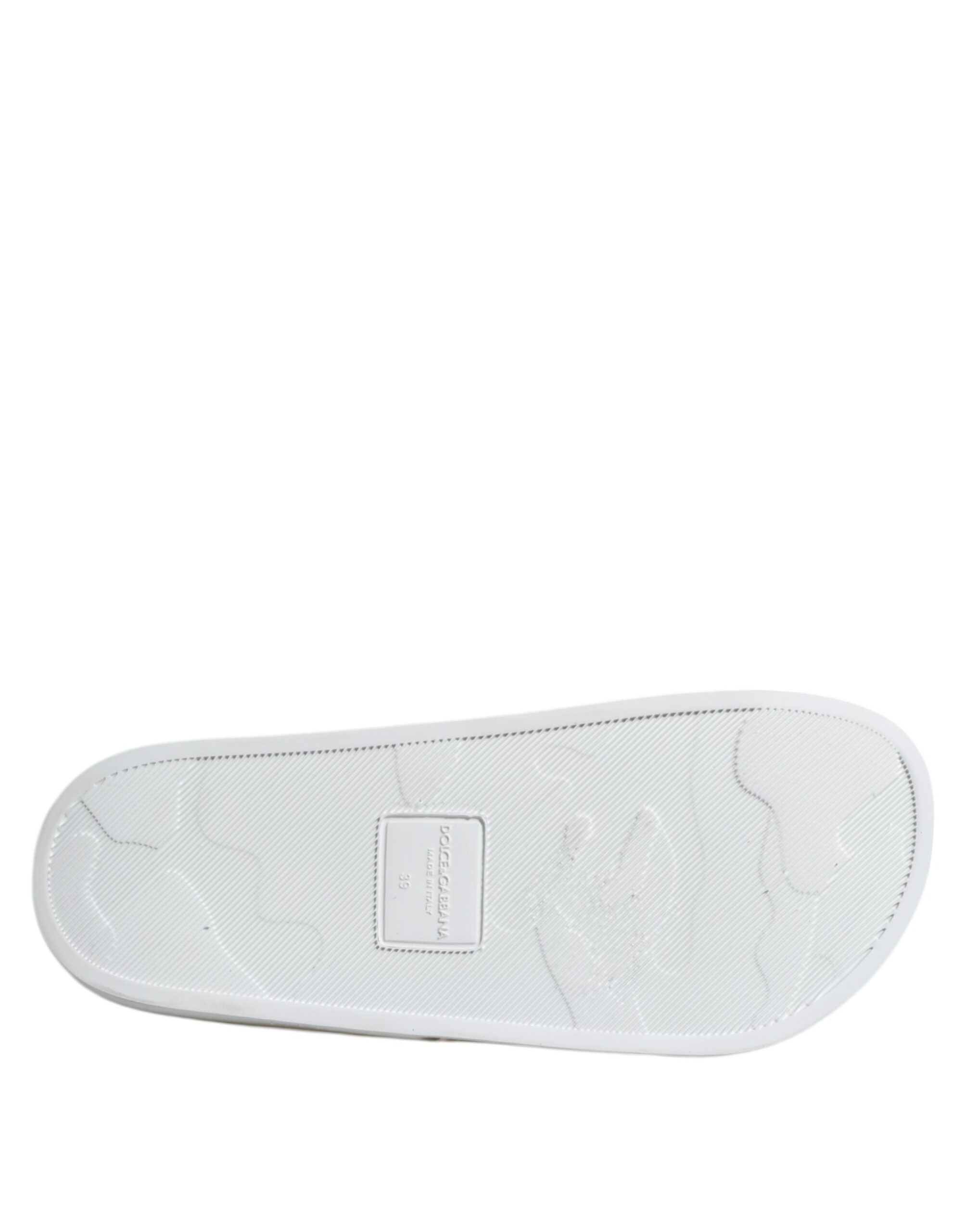 Dolce & Gabbana White Leather Slides Sandals Beachwear Shoes - Image 8