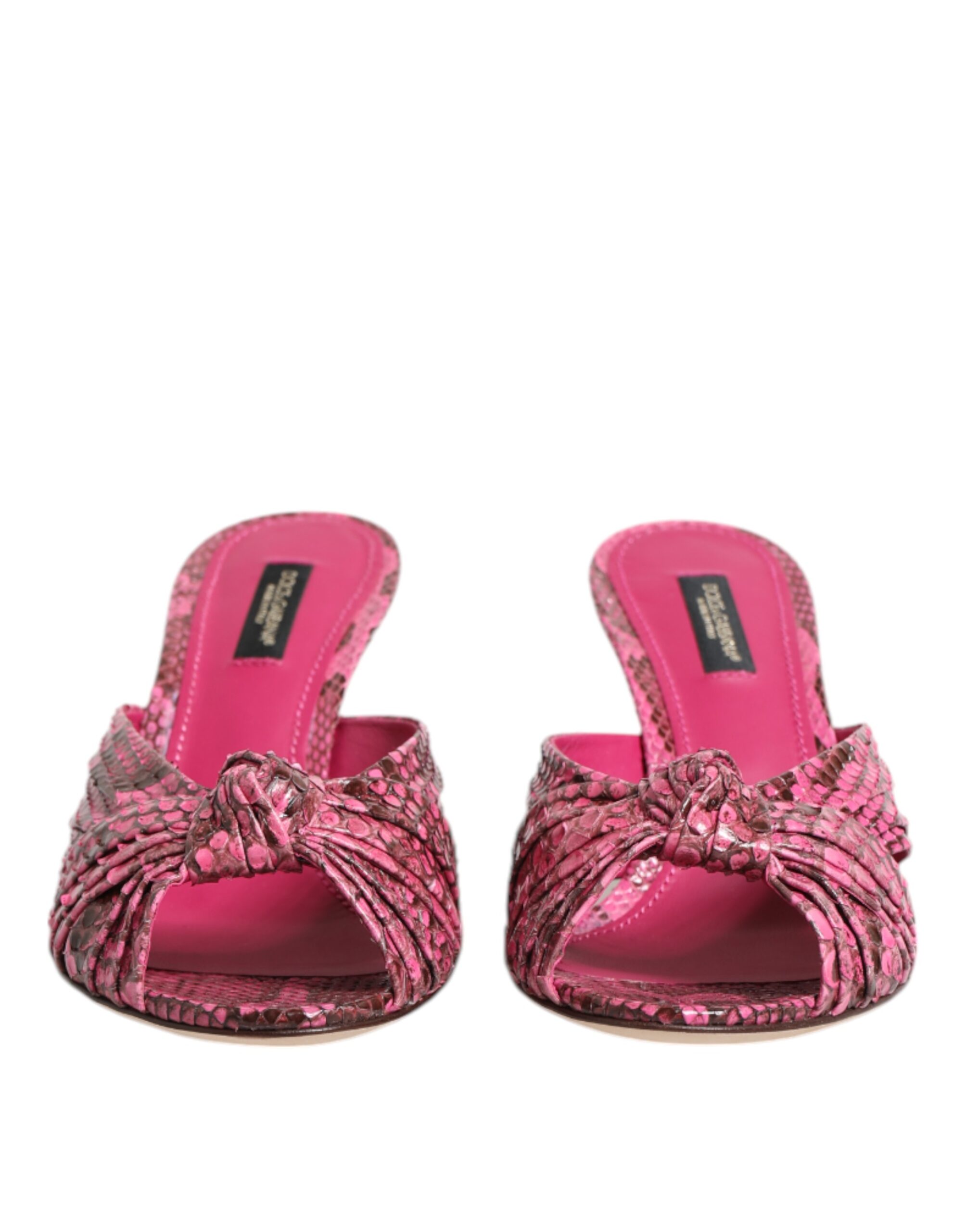 Dolce & Gabbana Pink Leather Heels Slides Sandals Shoes - Image 2