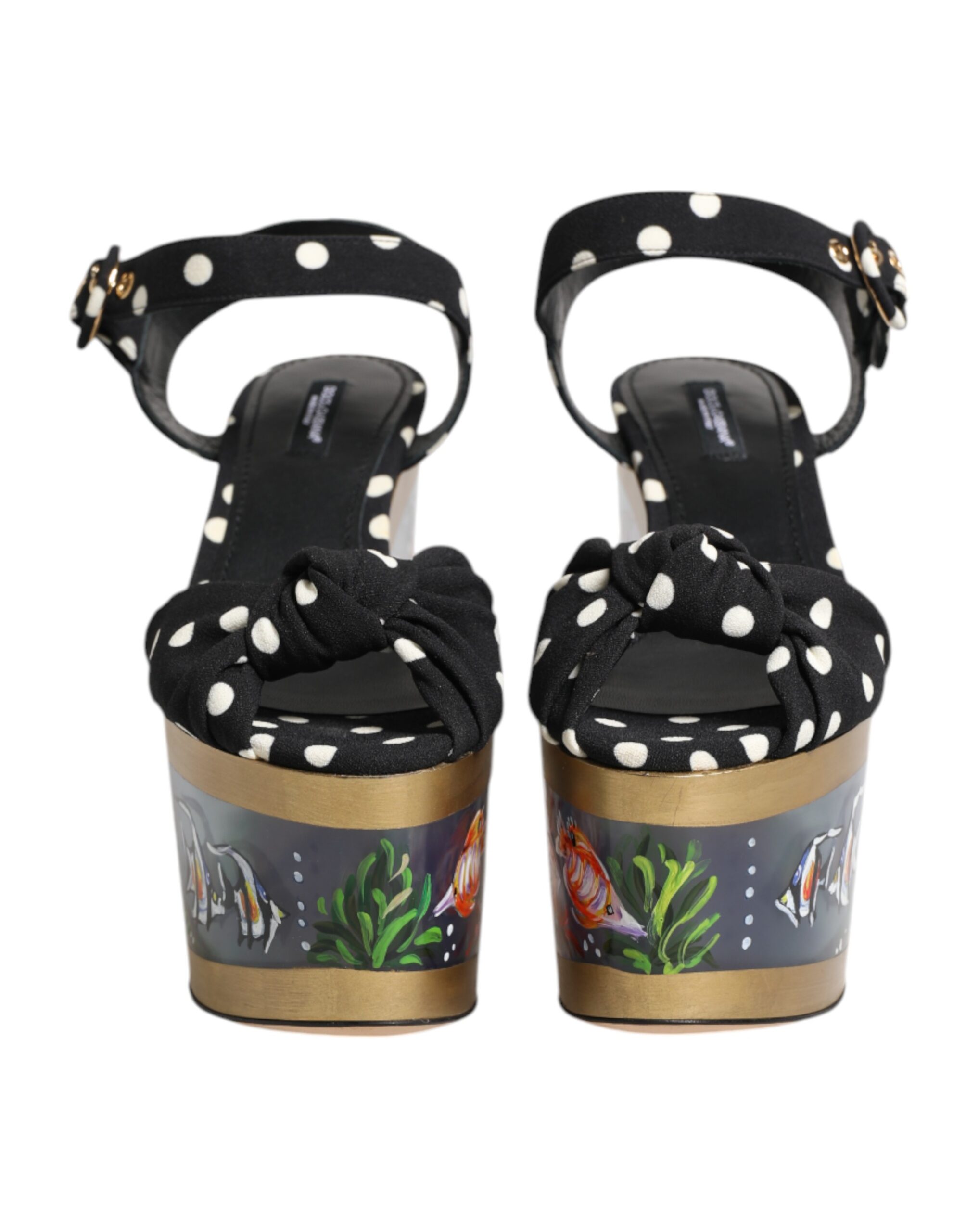 Dolce & Gabbana Multicolor Fish Polka Dot Wedge Sandals Shoes - Image 2