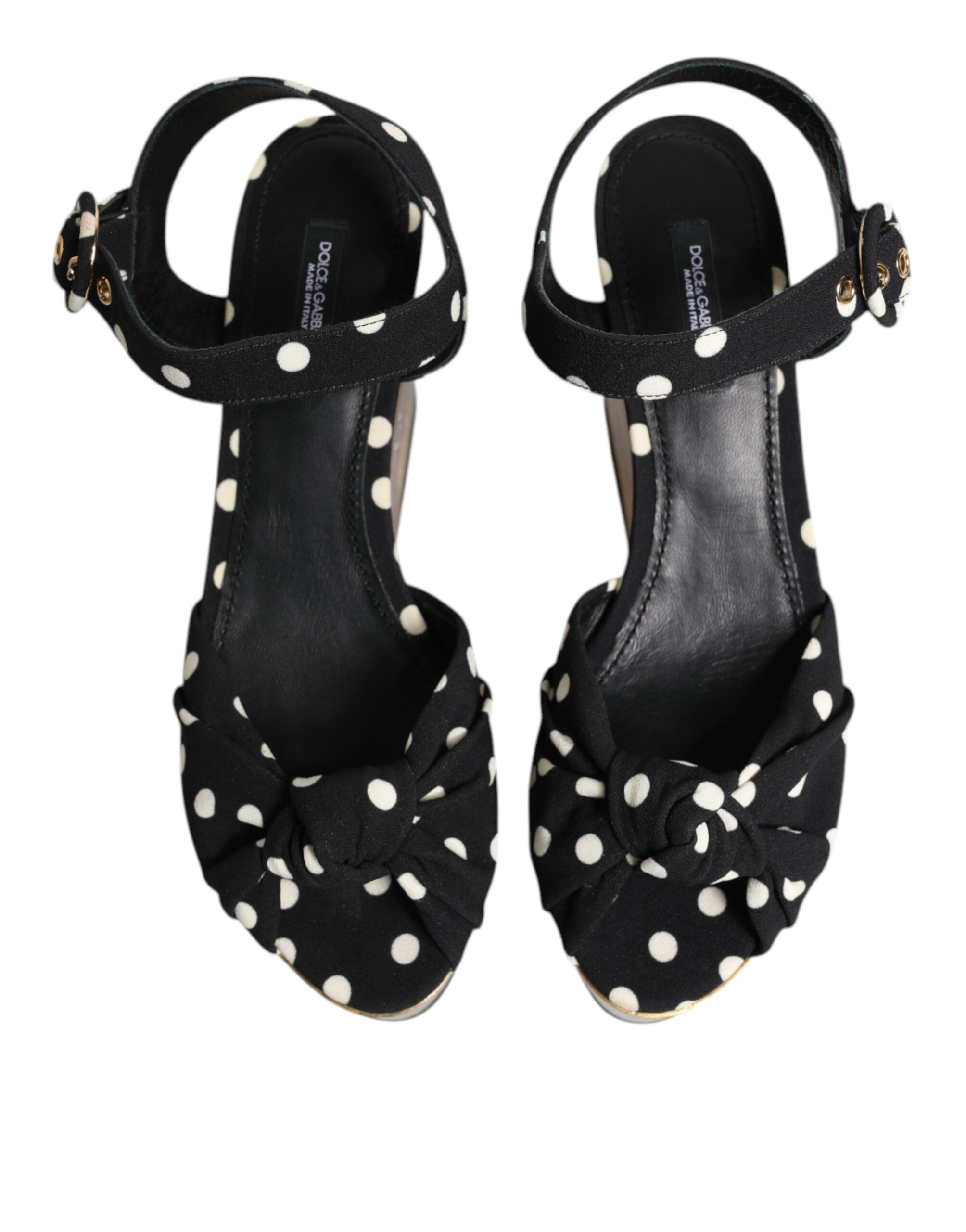 Dolce & Gabbana Multicolor Fish Polka Dot Wedge Sandals Shoes - Image 3