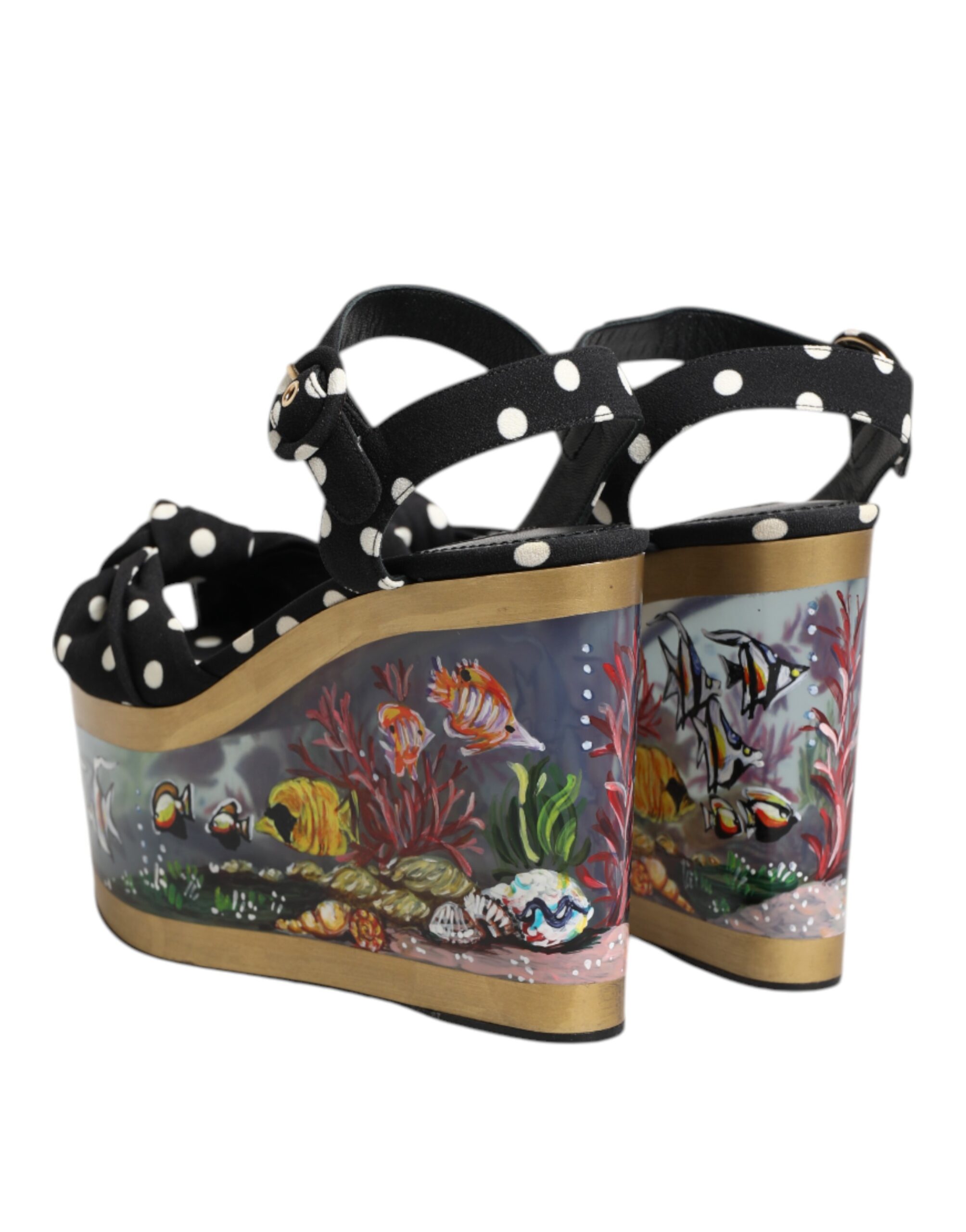 Dolce & Gabbana Multicolor Fish Polka Dot Wedge Sandals Shoes - Image 5