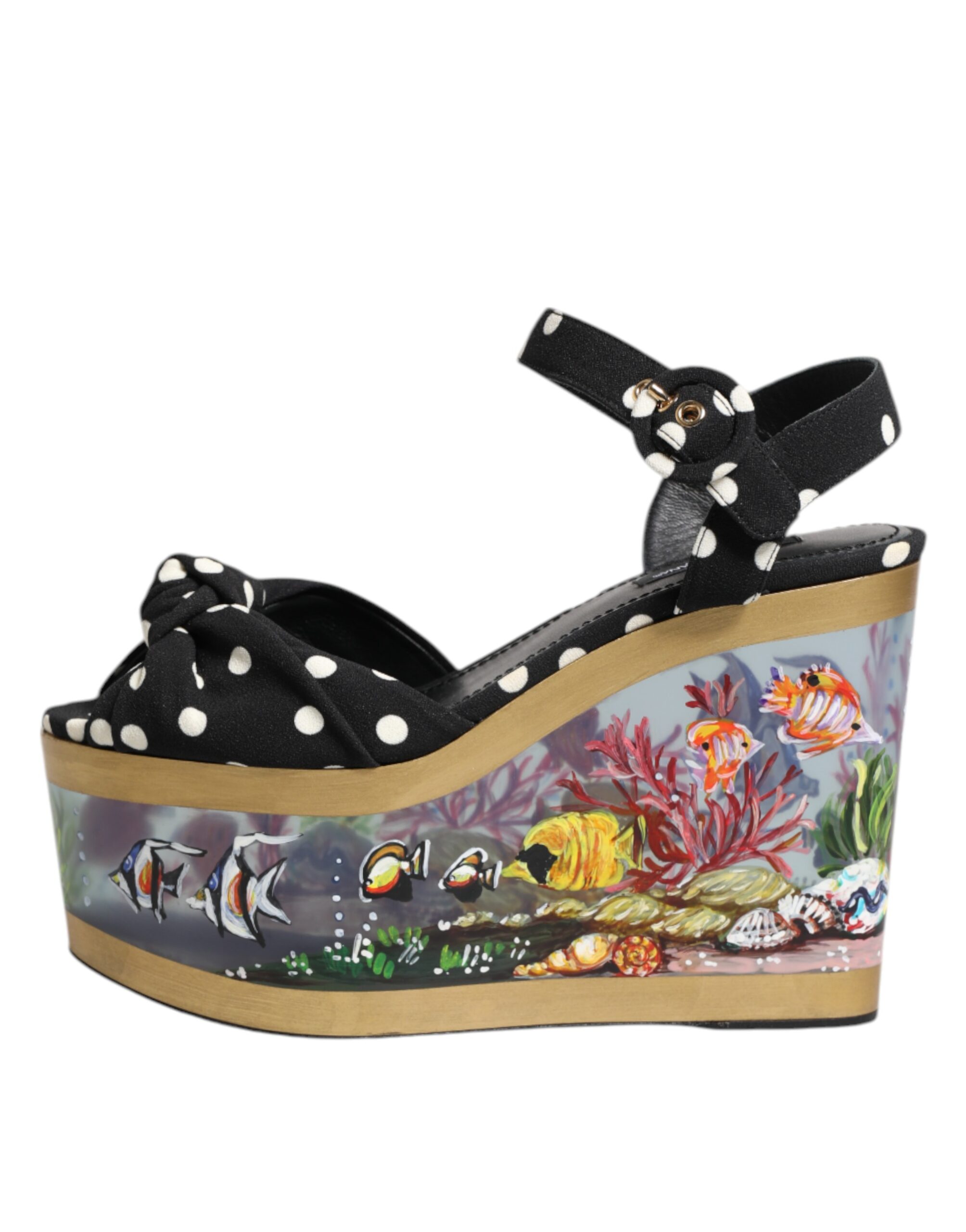 Dolce & Gabbana Multicolor Fish Polka Dot Wedge Sandals Shoes - Image 6