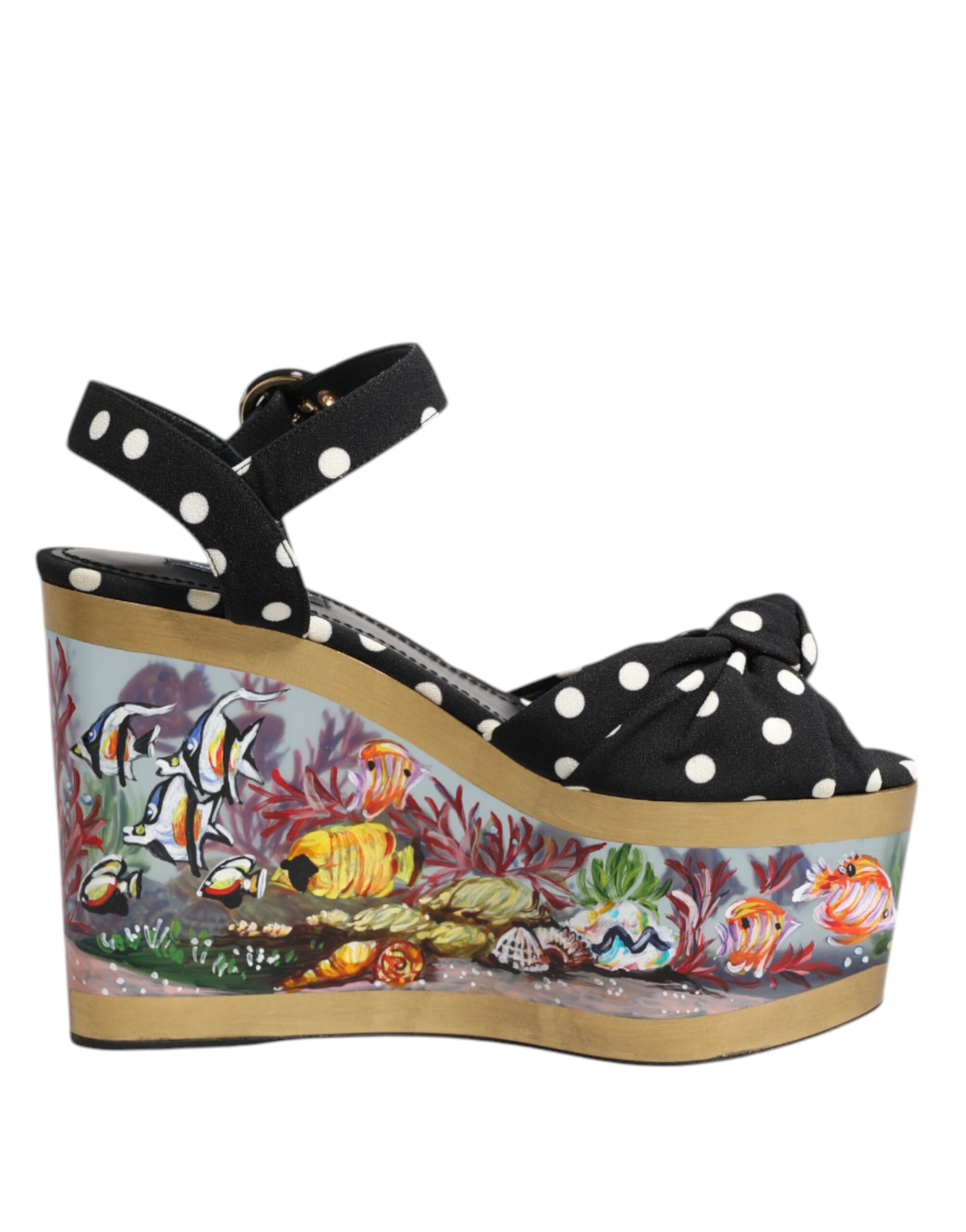Dolce & Gabbana Multicolor Fish Polka Dot Wedge Sandals Shoes - Image 7
