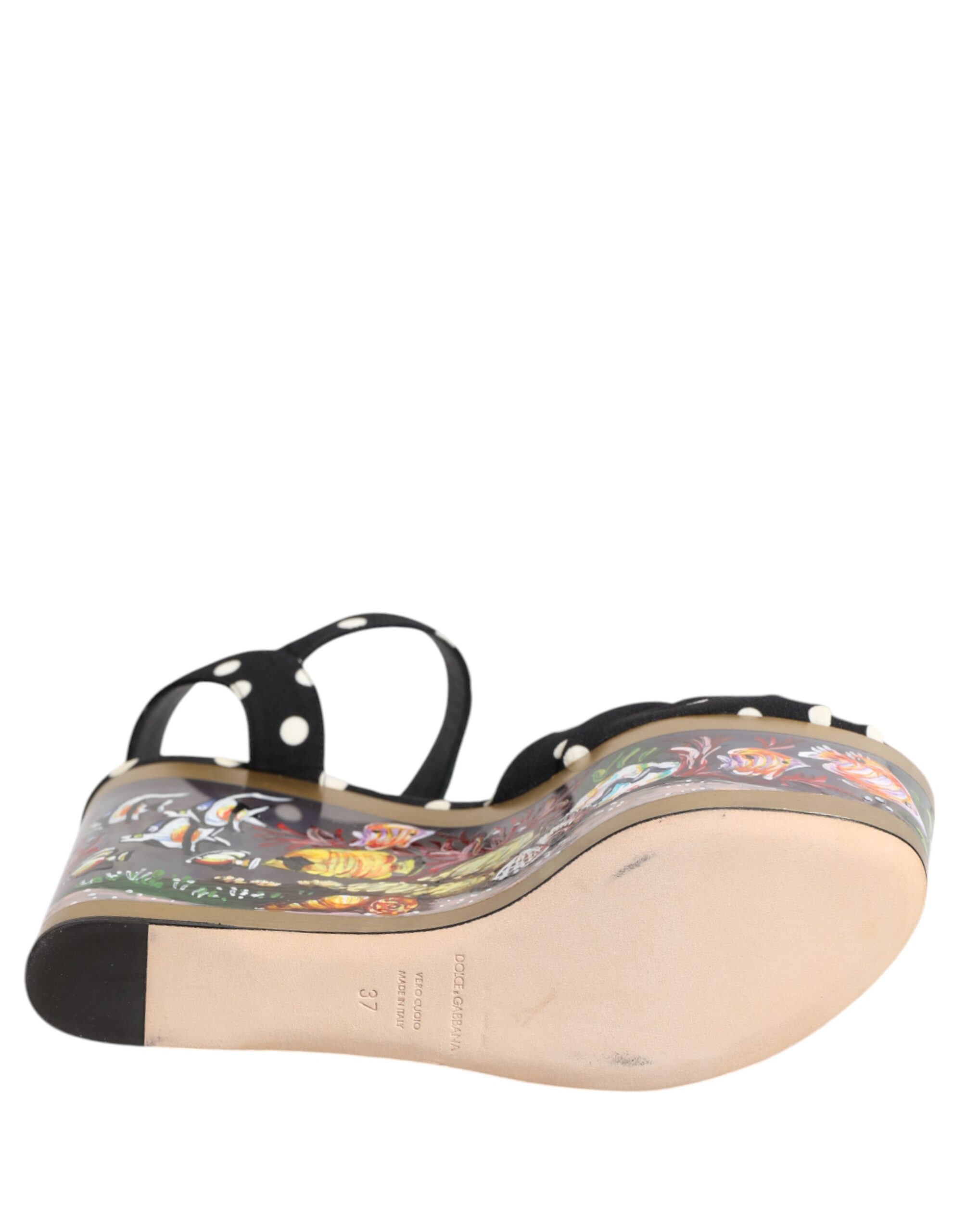 Dolce & Gabbana Multicolor Fish Polka Dot Wedge Sandals Shoes - Image 8