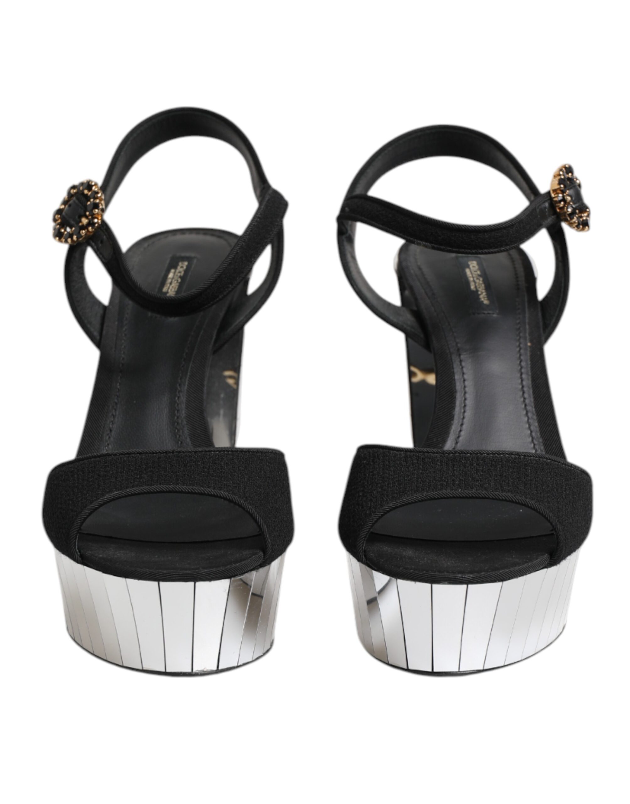 Dolce & Gabbana Black Crystal Ankle Strap Keira Sandal Shoes - Image 2