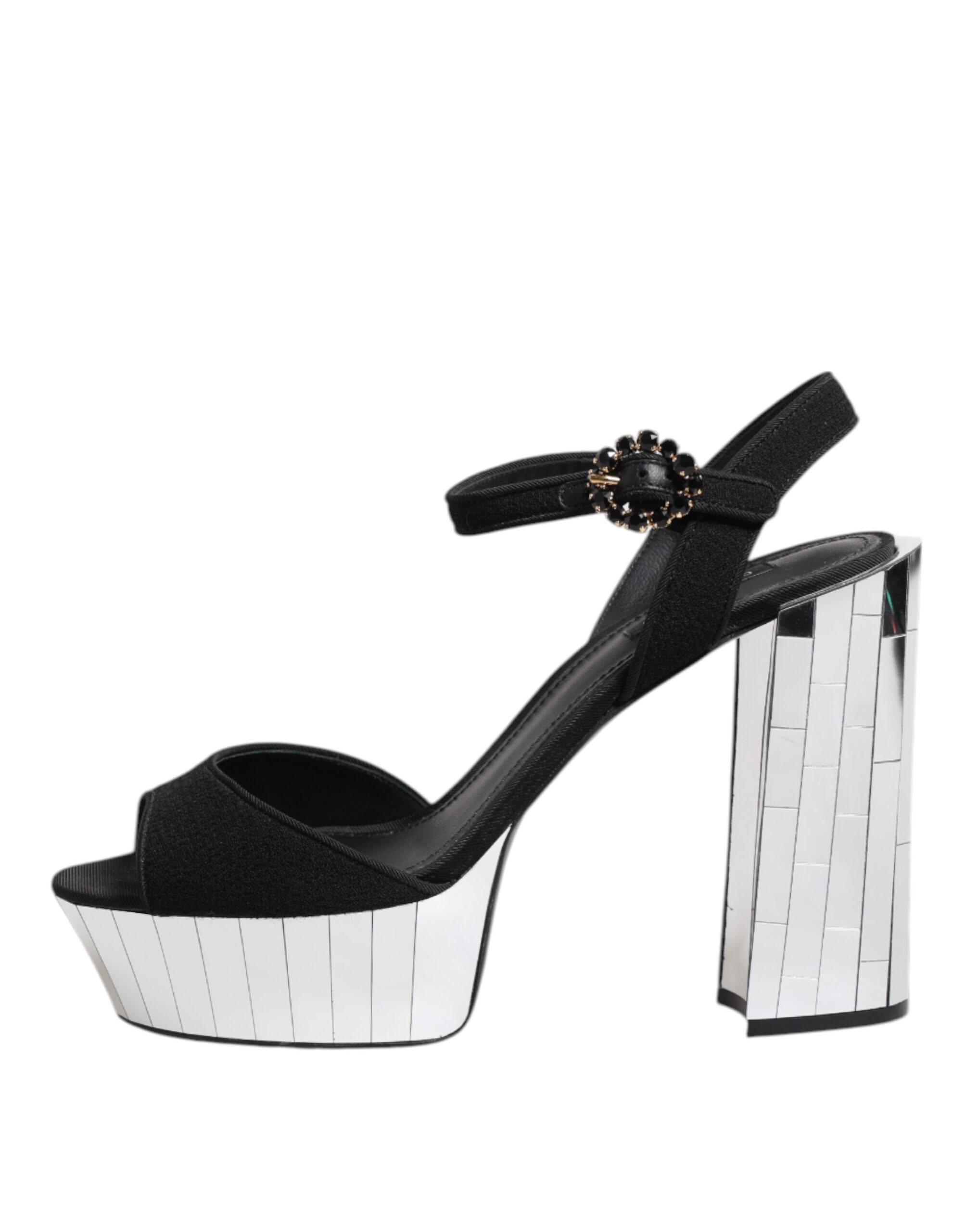 Dolce & Gabbana Black Crystal Ankle Strap Keira Sandal Shoes - Image 6