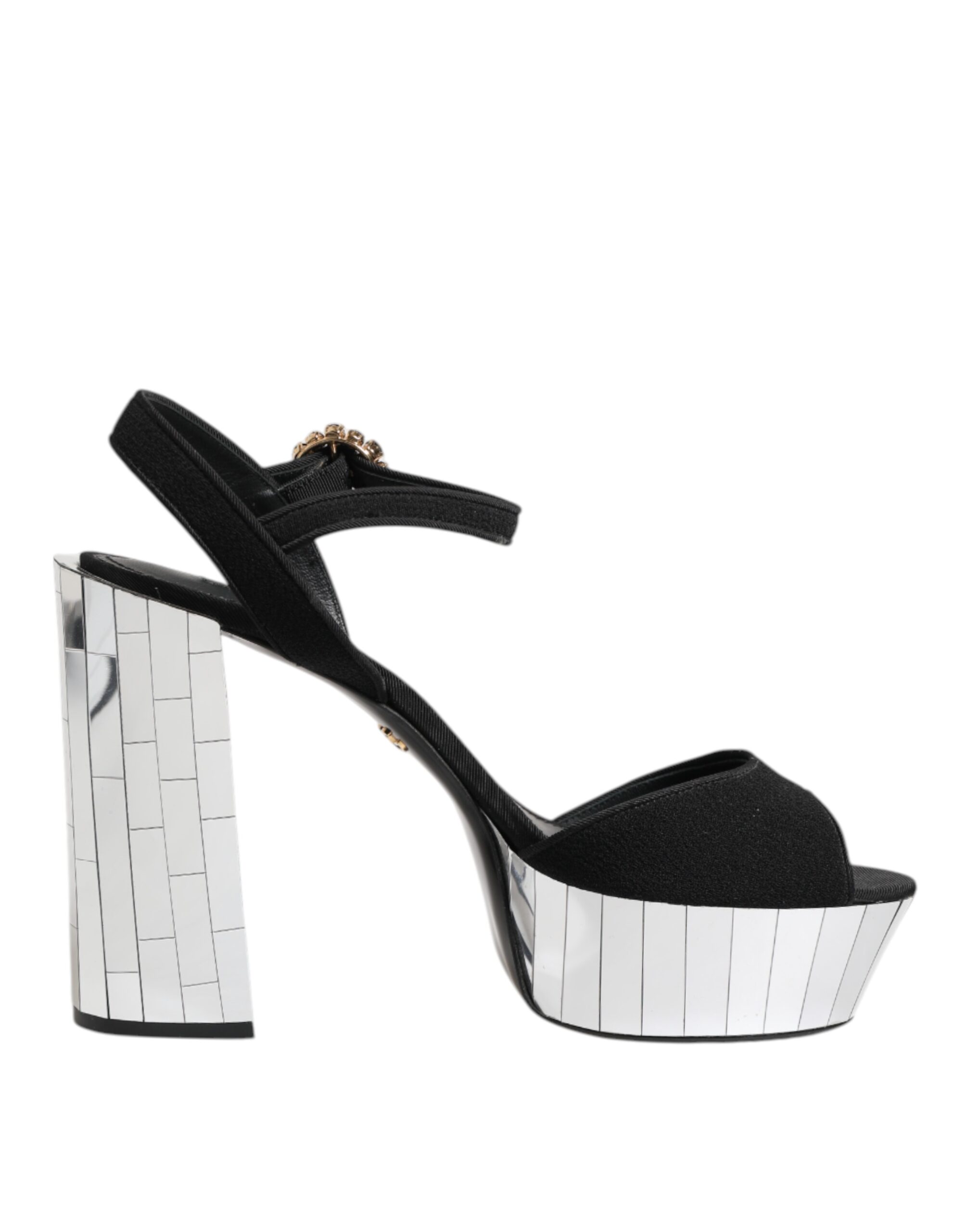 Dolce & Gabbana Black Crystal Ankle Strap Keira Sandal Shoes - Image 7