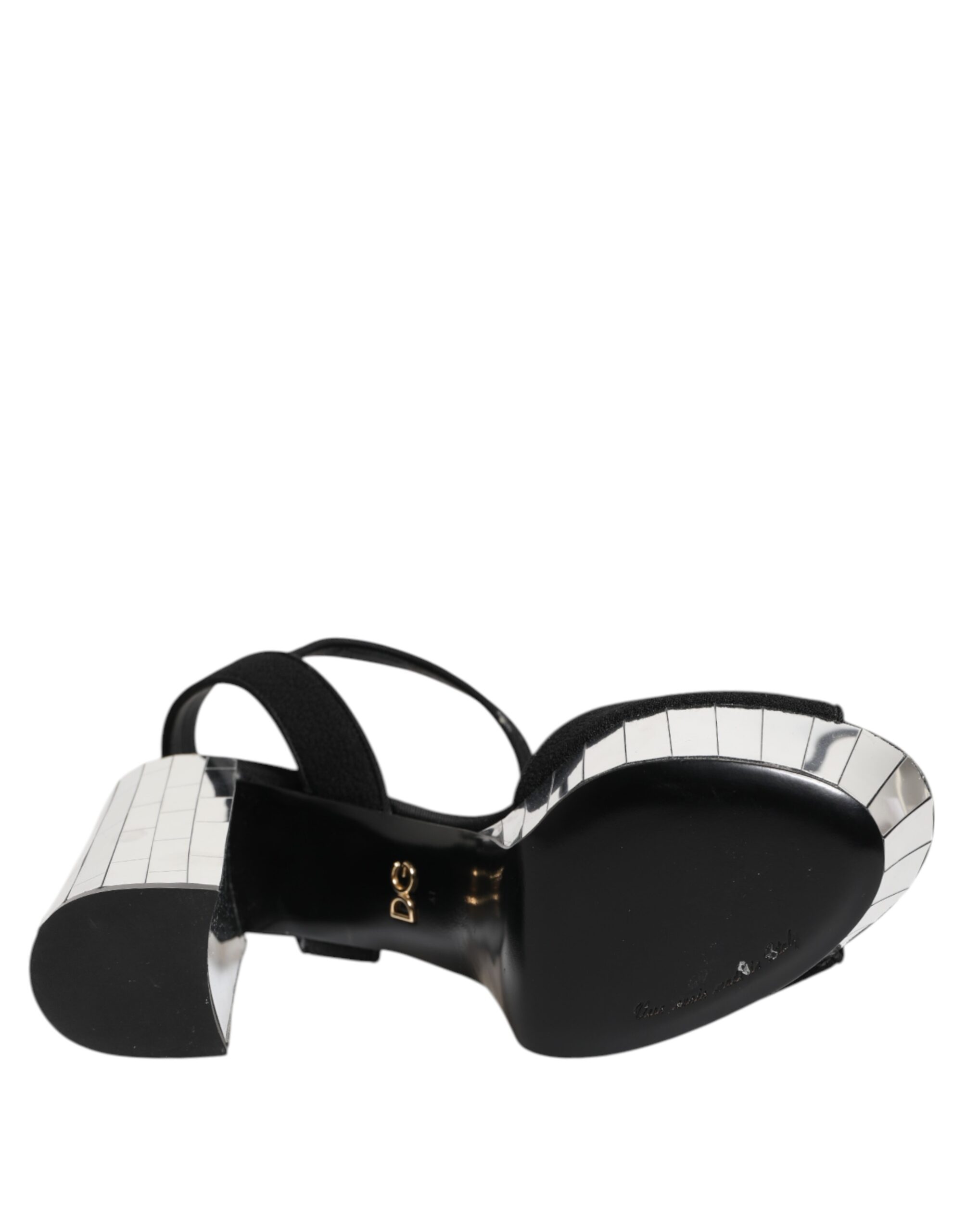 Dolce & Gabbana Black Crystal Ankle Strap Keira Sandal Shoes - Image 8
