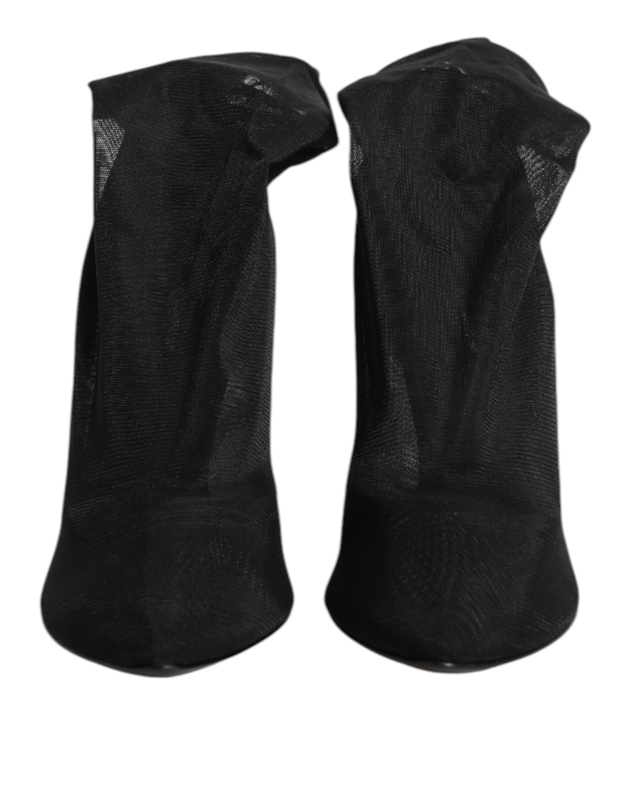 Dolce & Gabbana Black Silk Stretch Mesh Sock Boots Shoes - Image 2