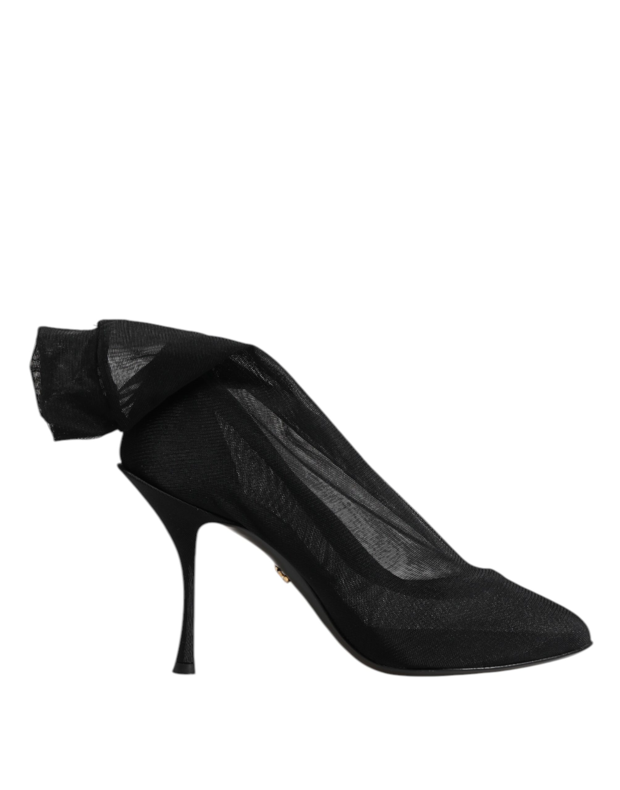 Dolce & Gabbana Black Silk Stretch Mesh Sock Boots Shoes - Image 7