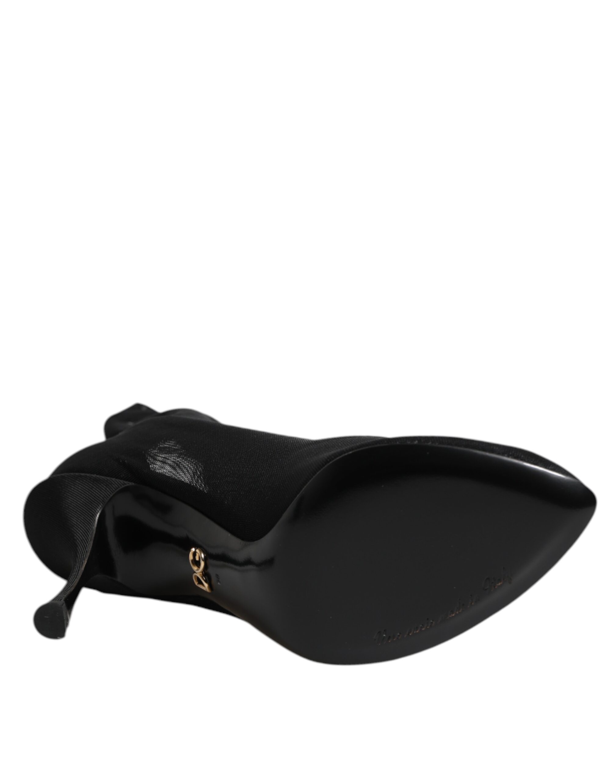 Dolce & Gabbana Black Silk Stretch Mesh Sock Boots Shoes - Image 8