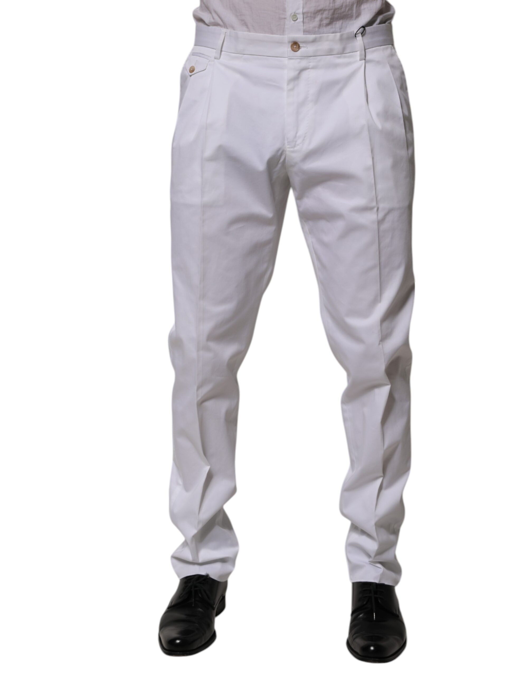 Dolce & Gabbana White Cotton Dress Slim Formal Trouser Pants - Image 2