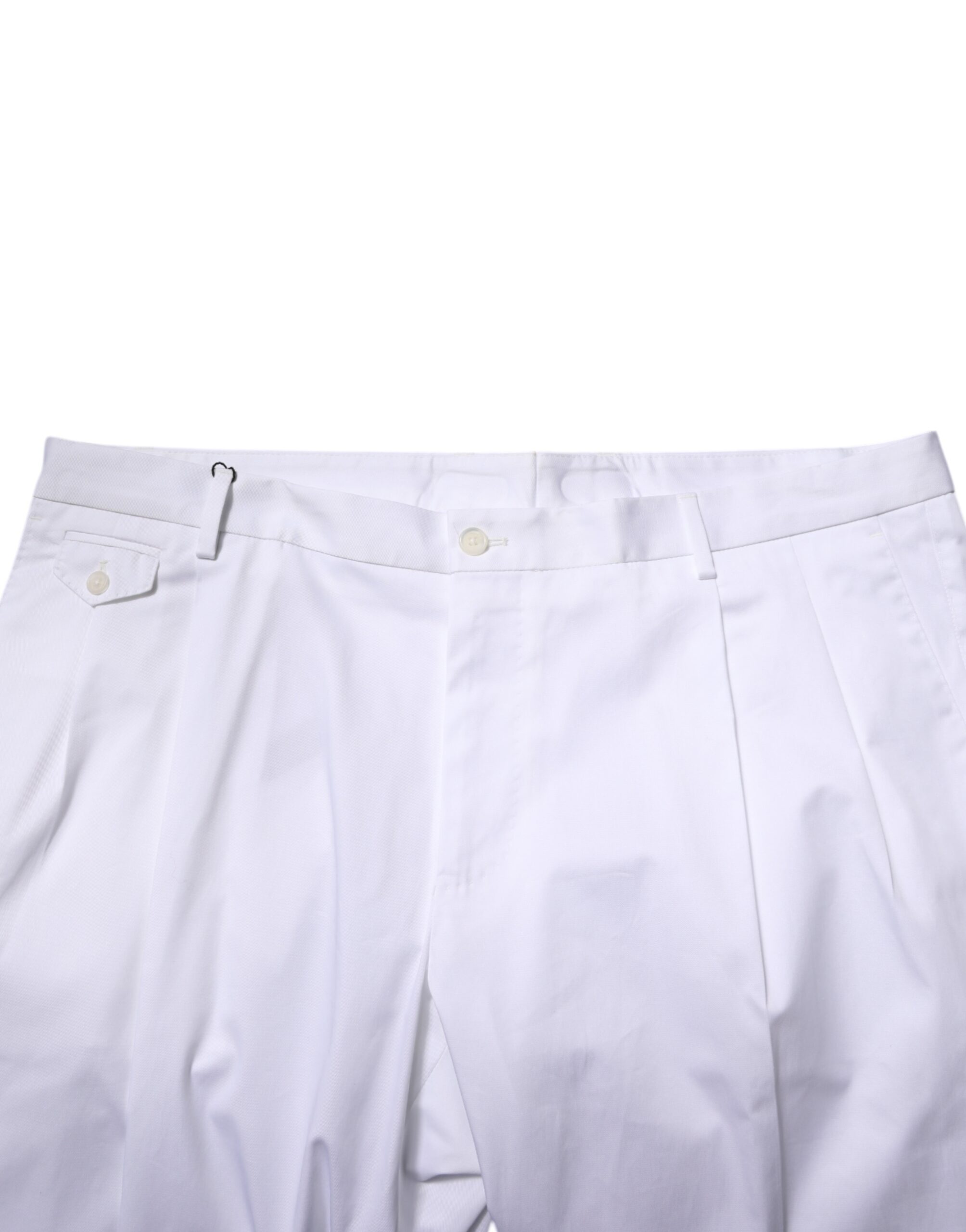 Dolce & Gabbana White Cotton Dress Slim Formal Trouser Pants - Image 5