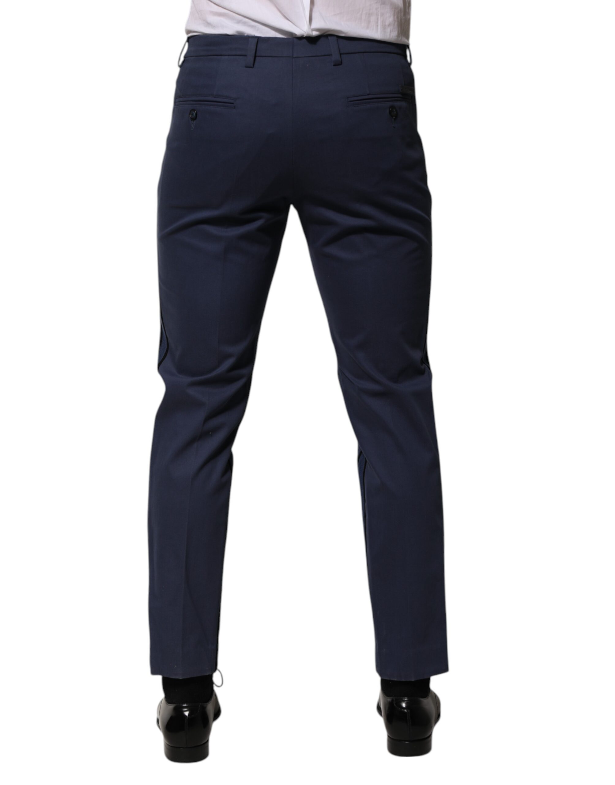 Dolce & Gabbana Blue Cotton Tapered Men Formal Trousers Pants - Image 4