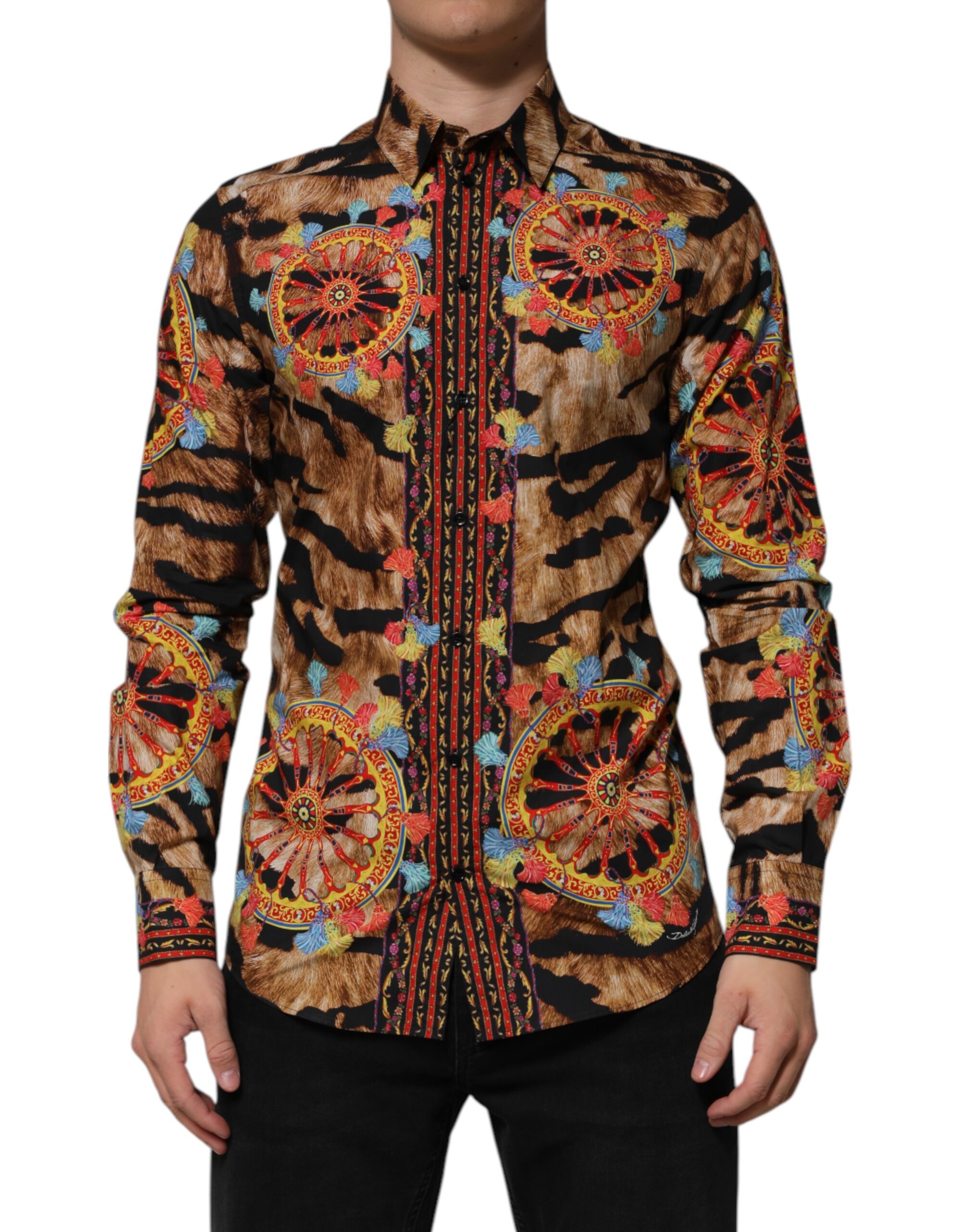 Dolce & Gabbana GOLD Cotton Tiger Carretto Long Sleeve Shirt - Image 2