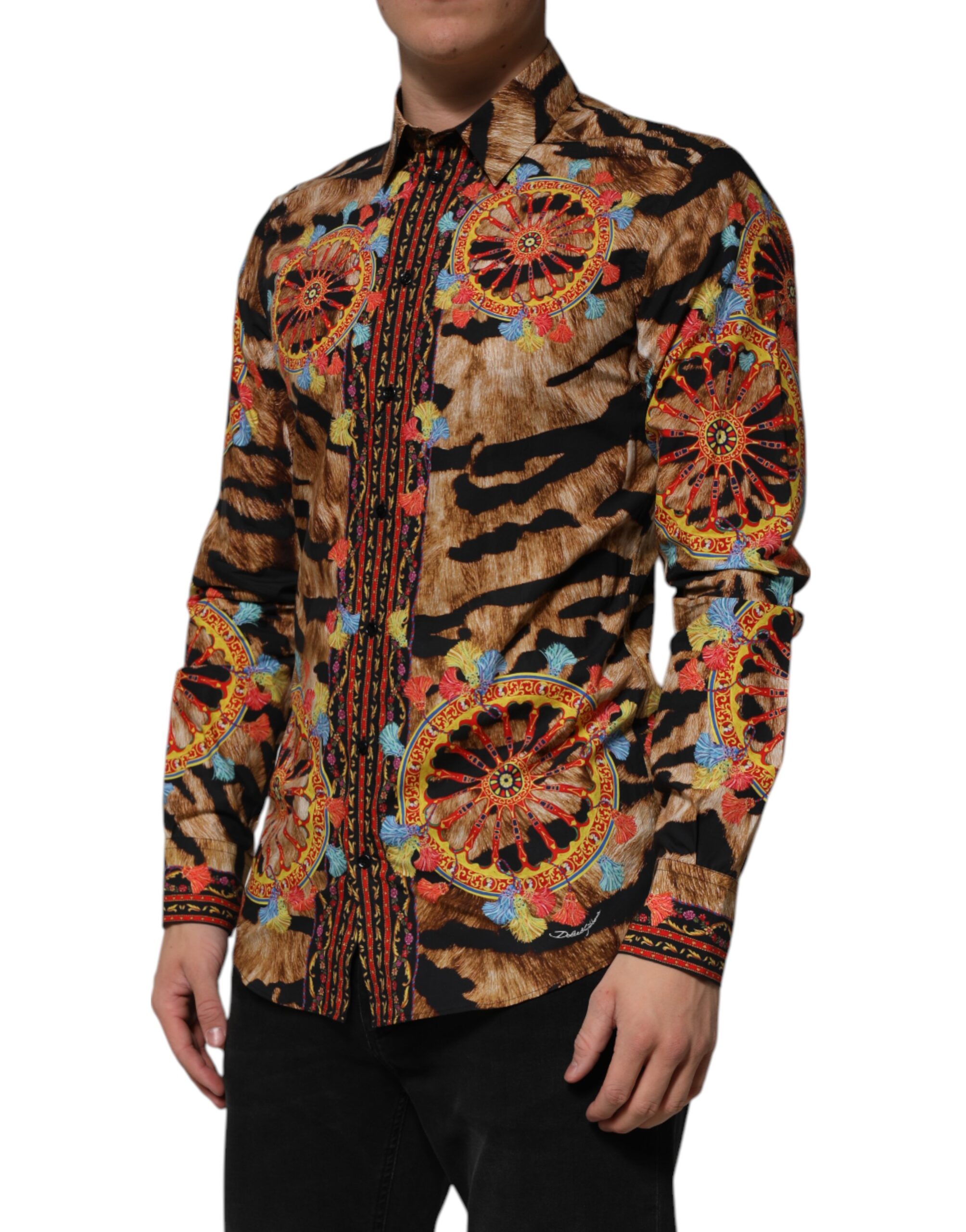 Dolce & Gabbana GOLD Cotton Tiger Carretto Long Sleeve Shirt - Image 3