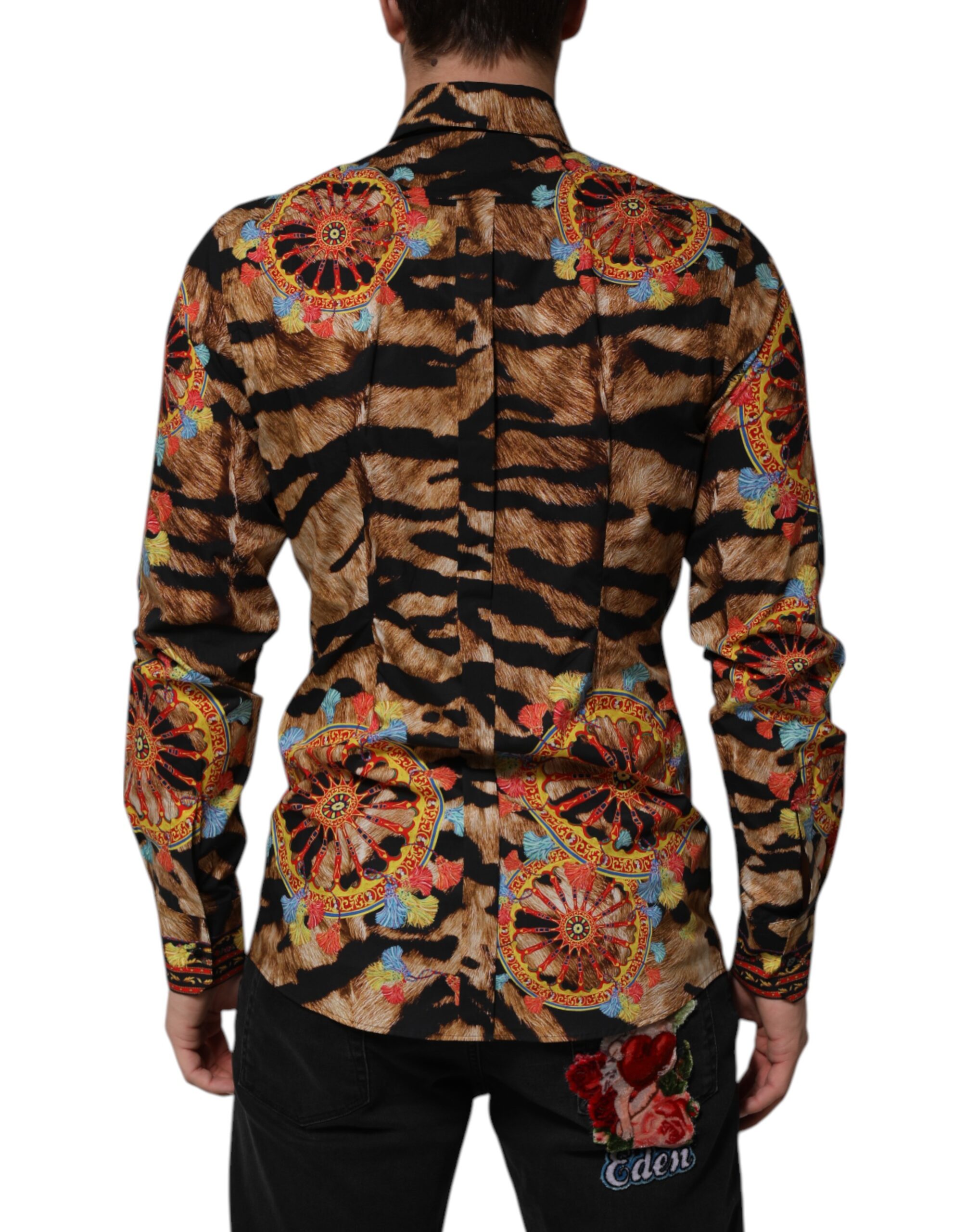 Dolce & Gabbana GOLD Cotton Tiger Carretto Long Sleeve Shirt - Image 4