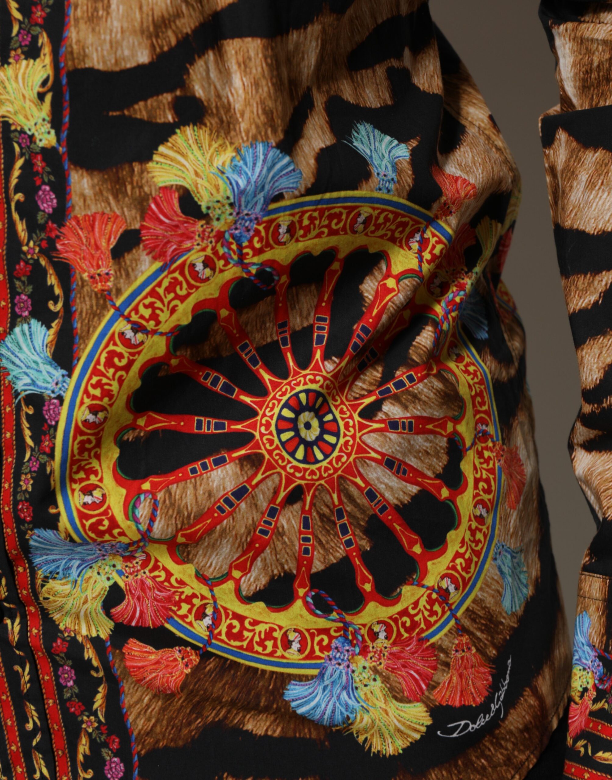Dolce & Gabbana GOLD Cotton Tiger Carretto Long Sleeve Shirt - Image 6