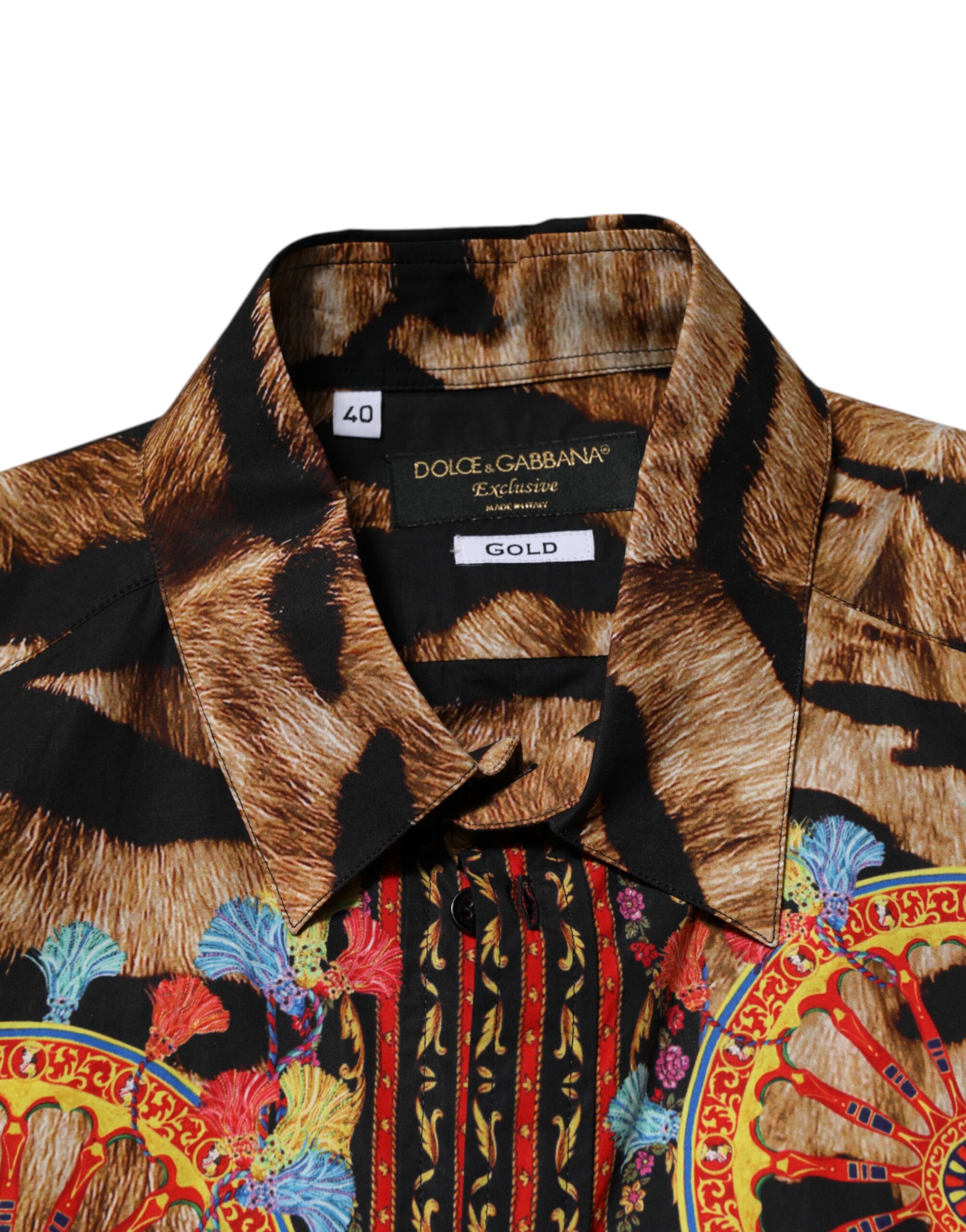 Dolce & Gabbana GOLD Cotton Tiger Carretto Long Sleeve Shirt - Image 7