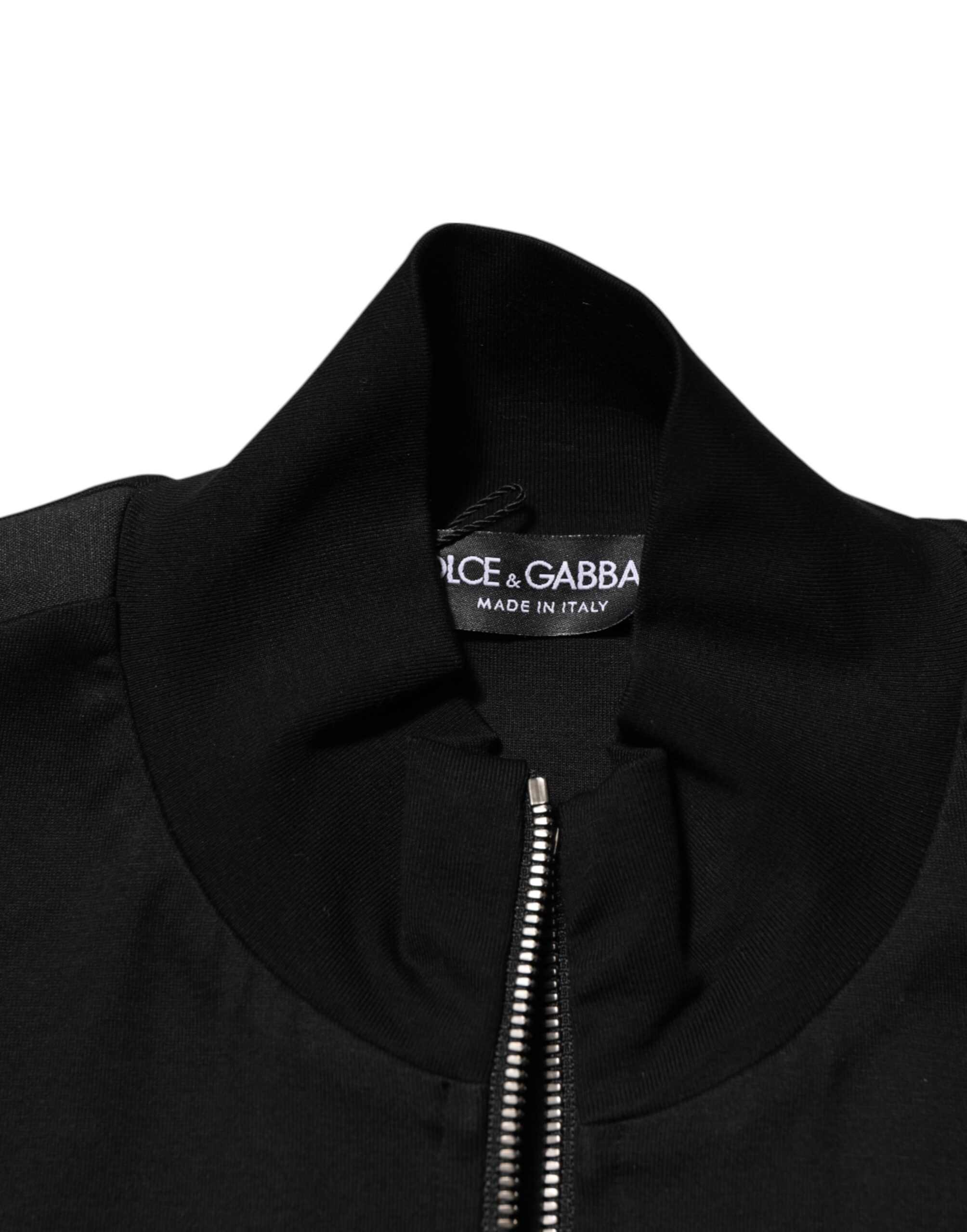 Dolce & Gabbana Black Cotton Logo Full Zip Men Bomber Jacket - Image 6