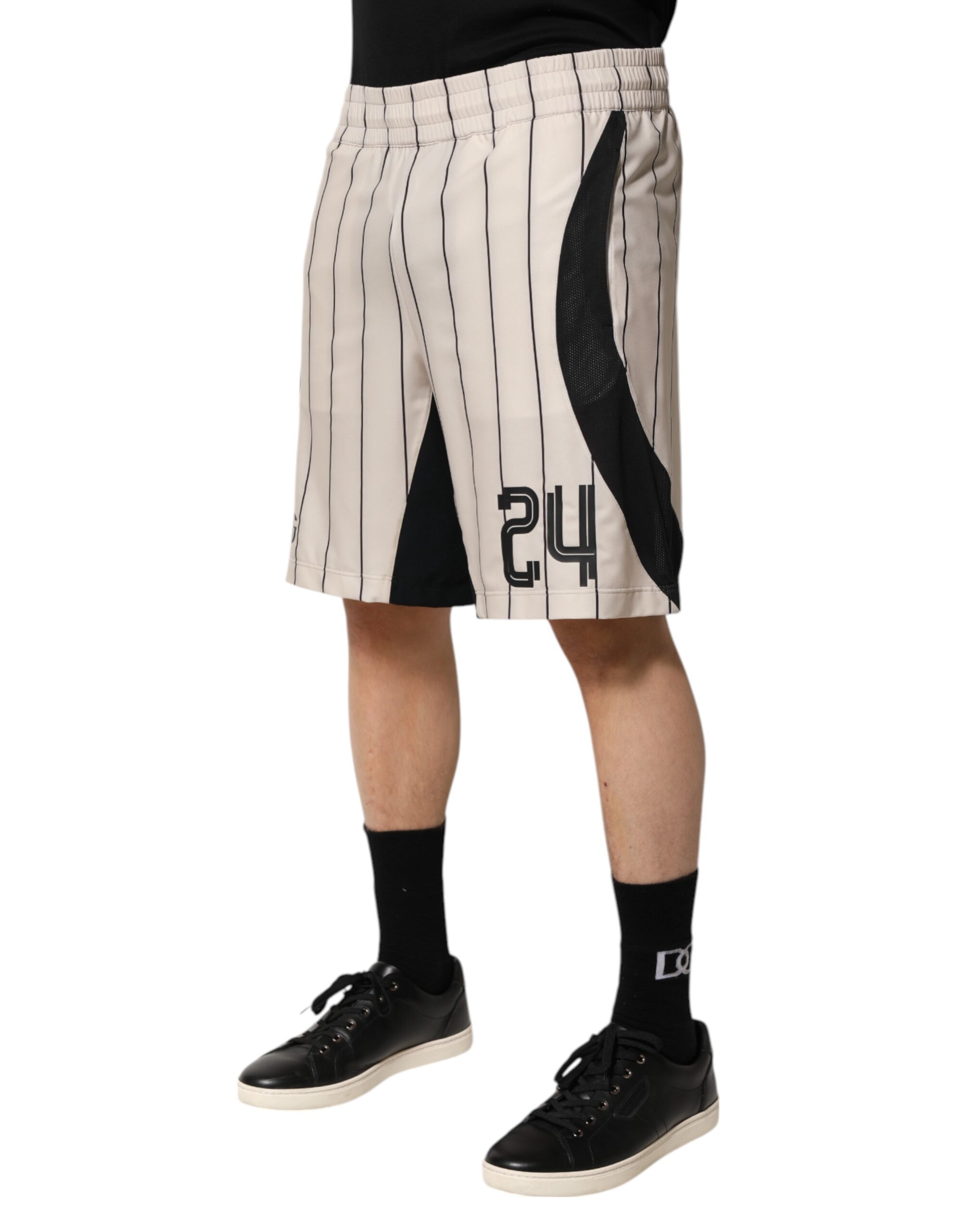 Dolce & Gabbana Off White Polyester DG Logo Sweatshorts Shorts - Image 3