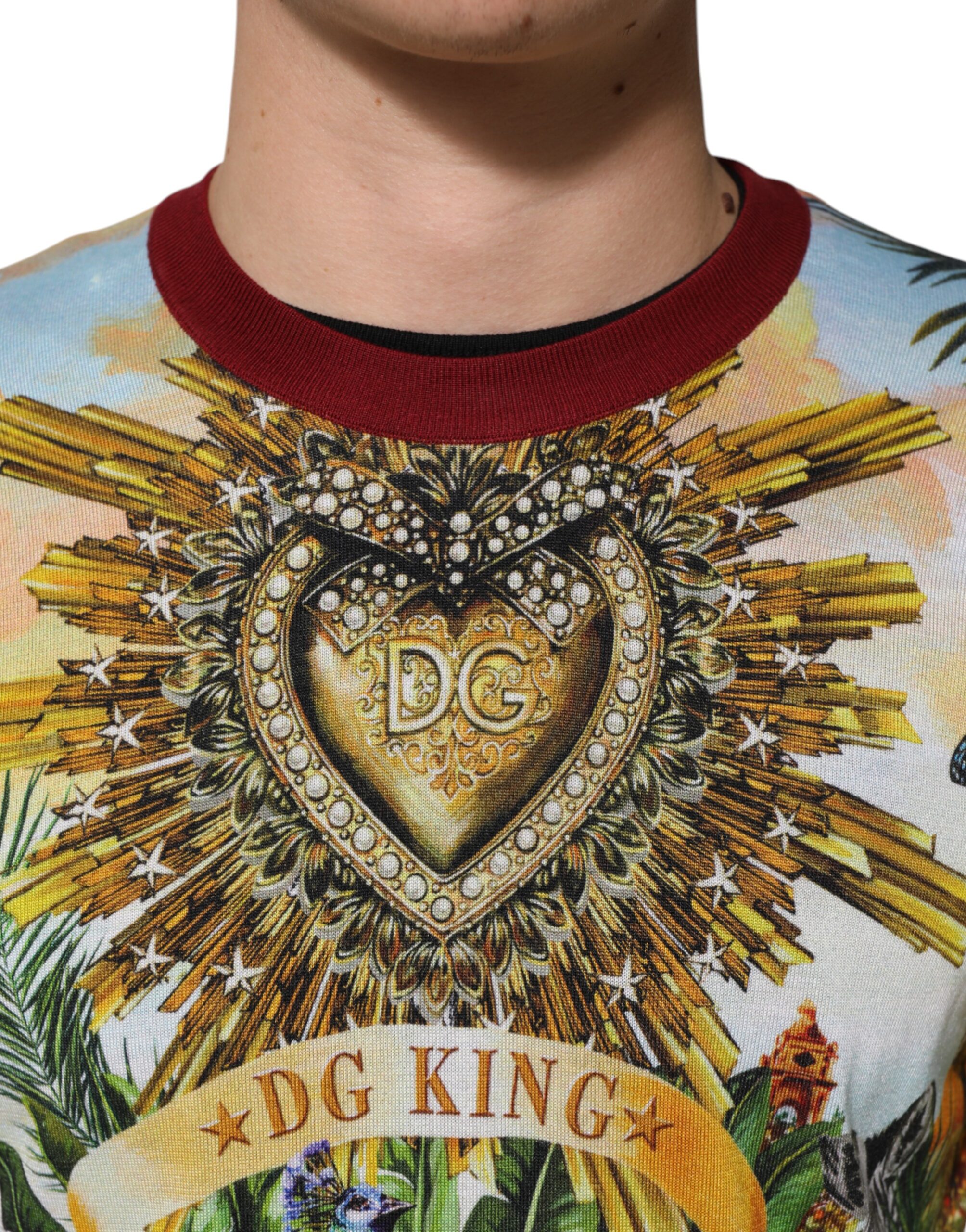 Dolce & Gabbana Tropical Heart Crown Silk Pullover Sweater - Image 4