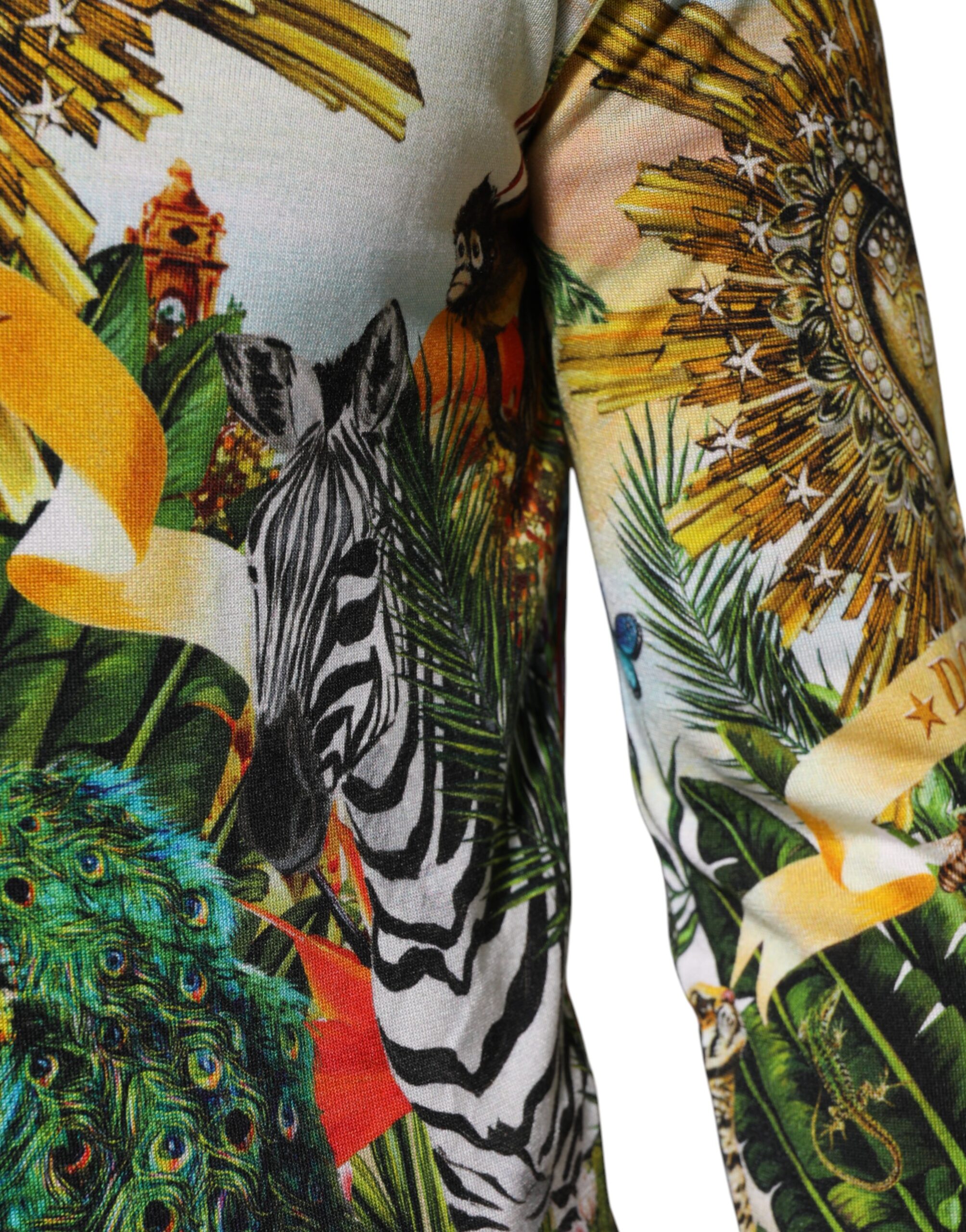 Dolce & Gabbana Tropical Heart Crown Silk Pullover Sweater - Image 5