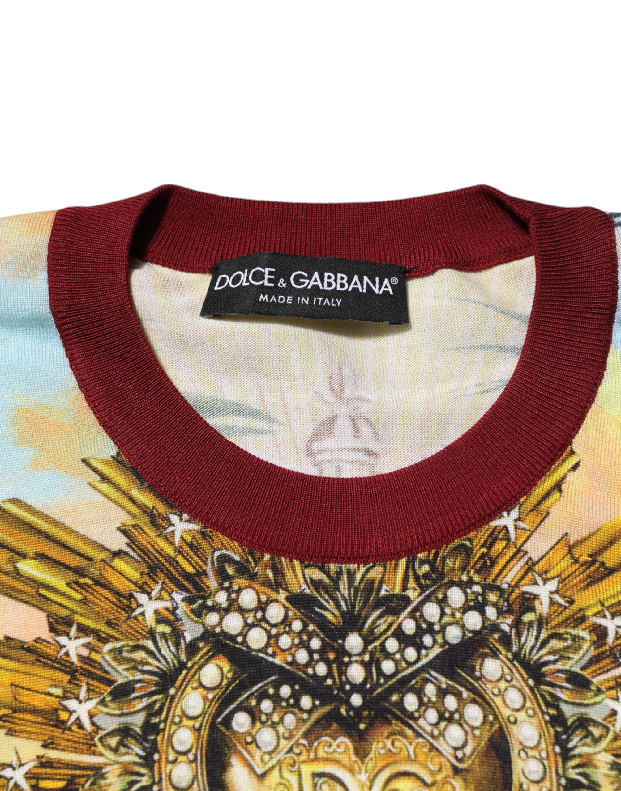 Dolce & Gabbana Tropical Heart Crown Silk Pullover Sweater - Image 6