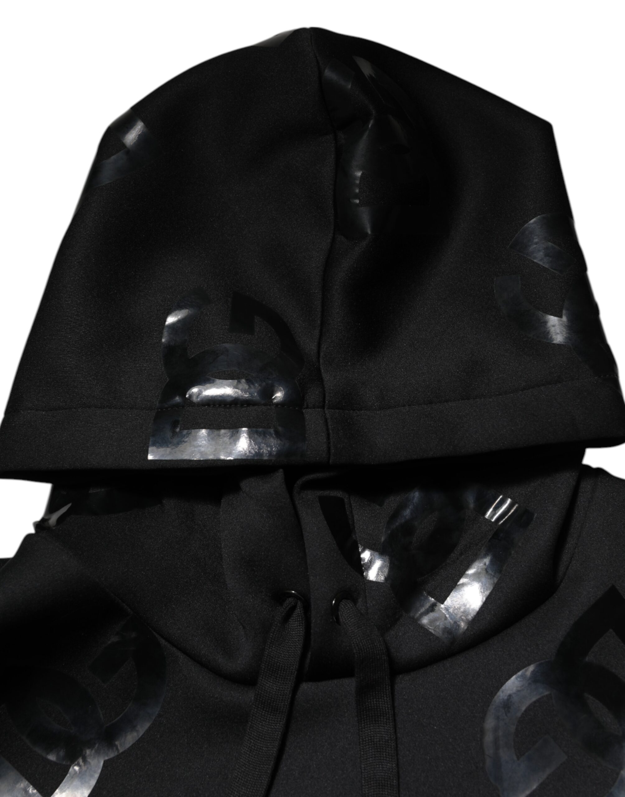 Dolce & Gabbana Black DG Logo Hoodie Metallic Print Sweater - Image 6