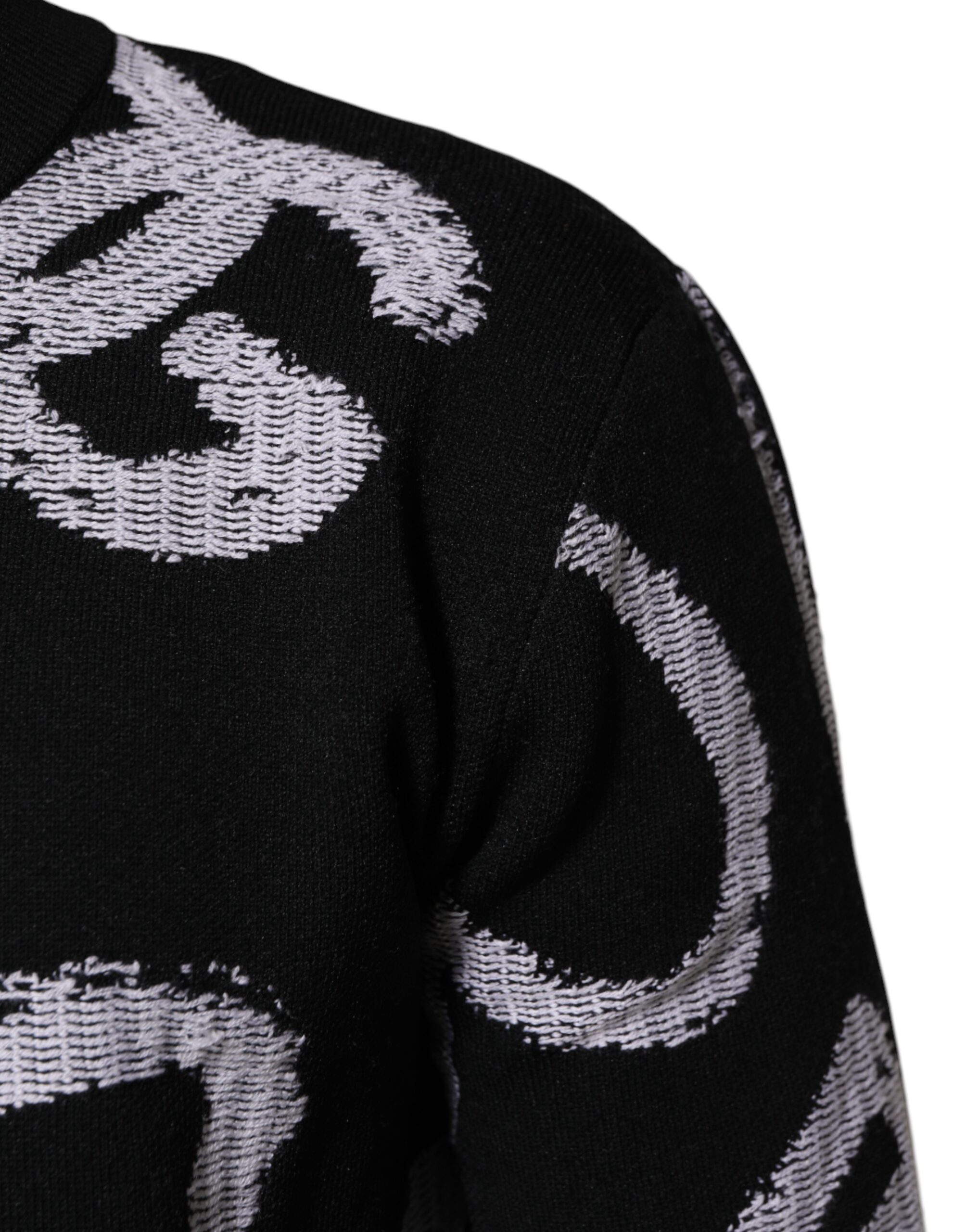 Dolce & Gabbana Black Nylon Wool Heart Print Pullover Sweater - Image 6