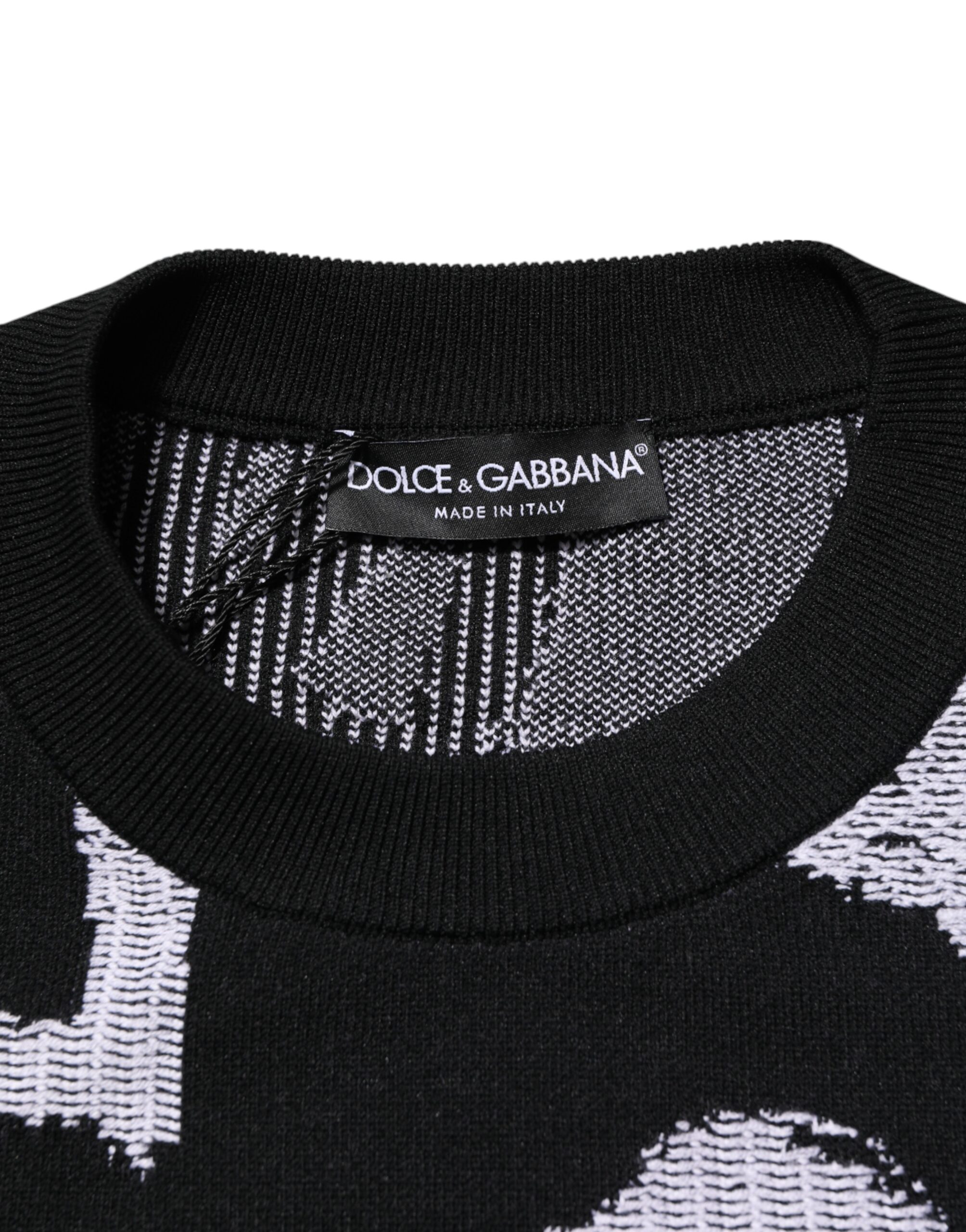 Dolce & Gabbana Black Nylon Wool Heart Print Pullover Sweater - Image 7