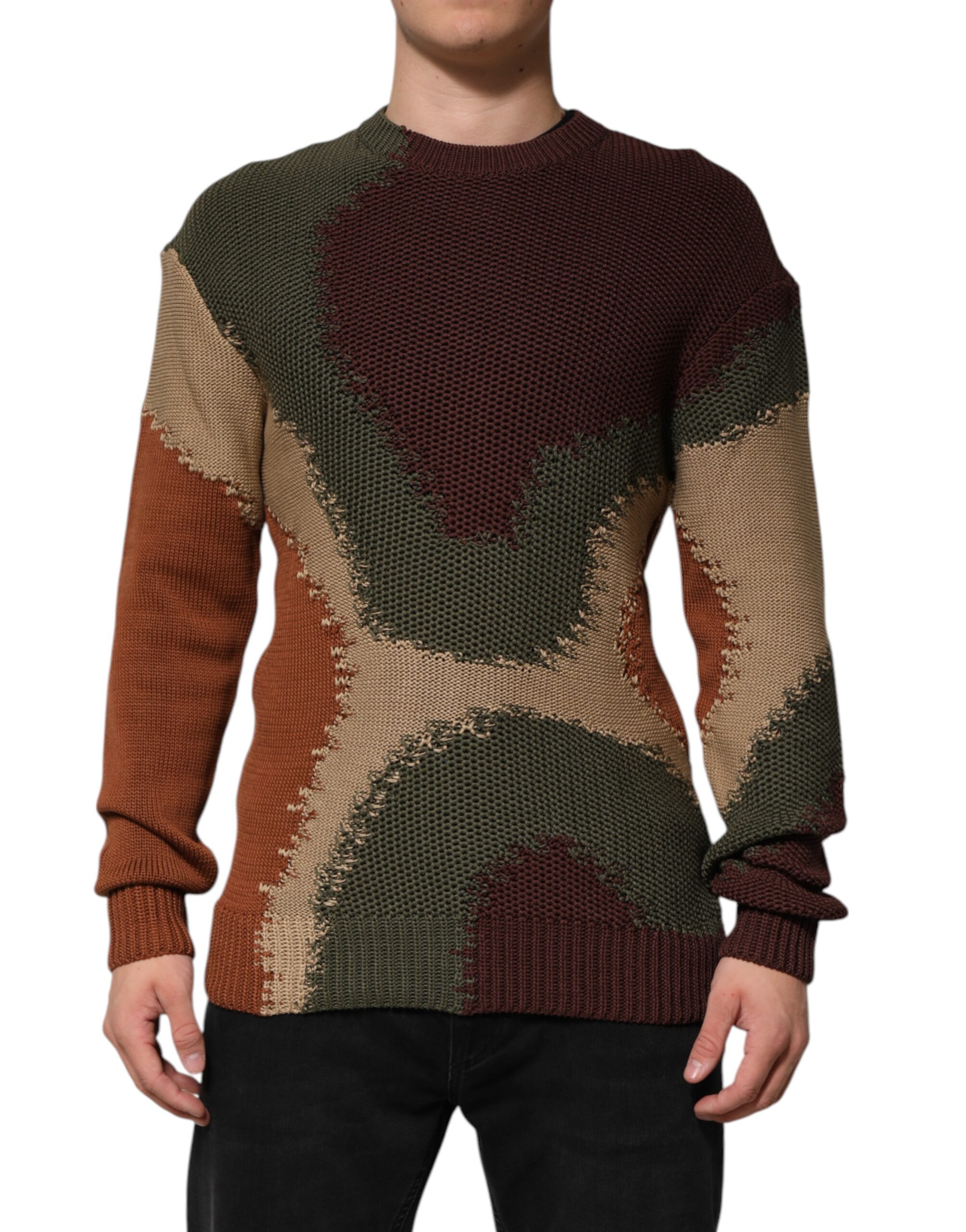 Dolce & Gabbana Multicolor Cotton Abstract Men Pullover Sweater - Image 2