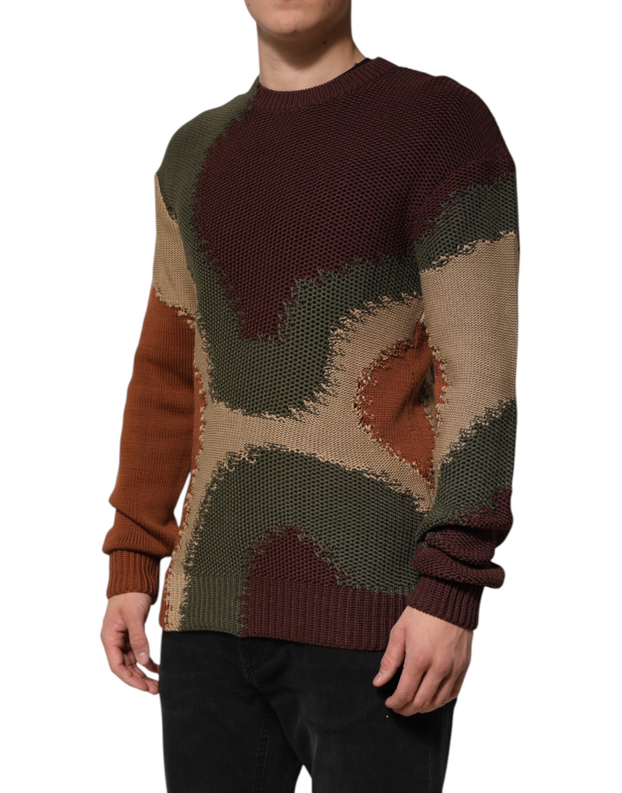 Dolce & Gabbana Multicolor Cotton Abstract Men Pullover Sweater - Image 3