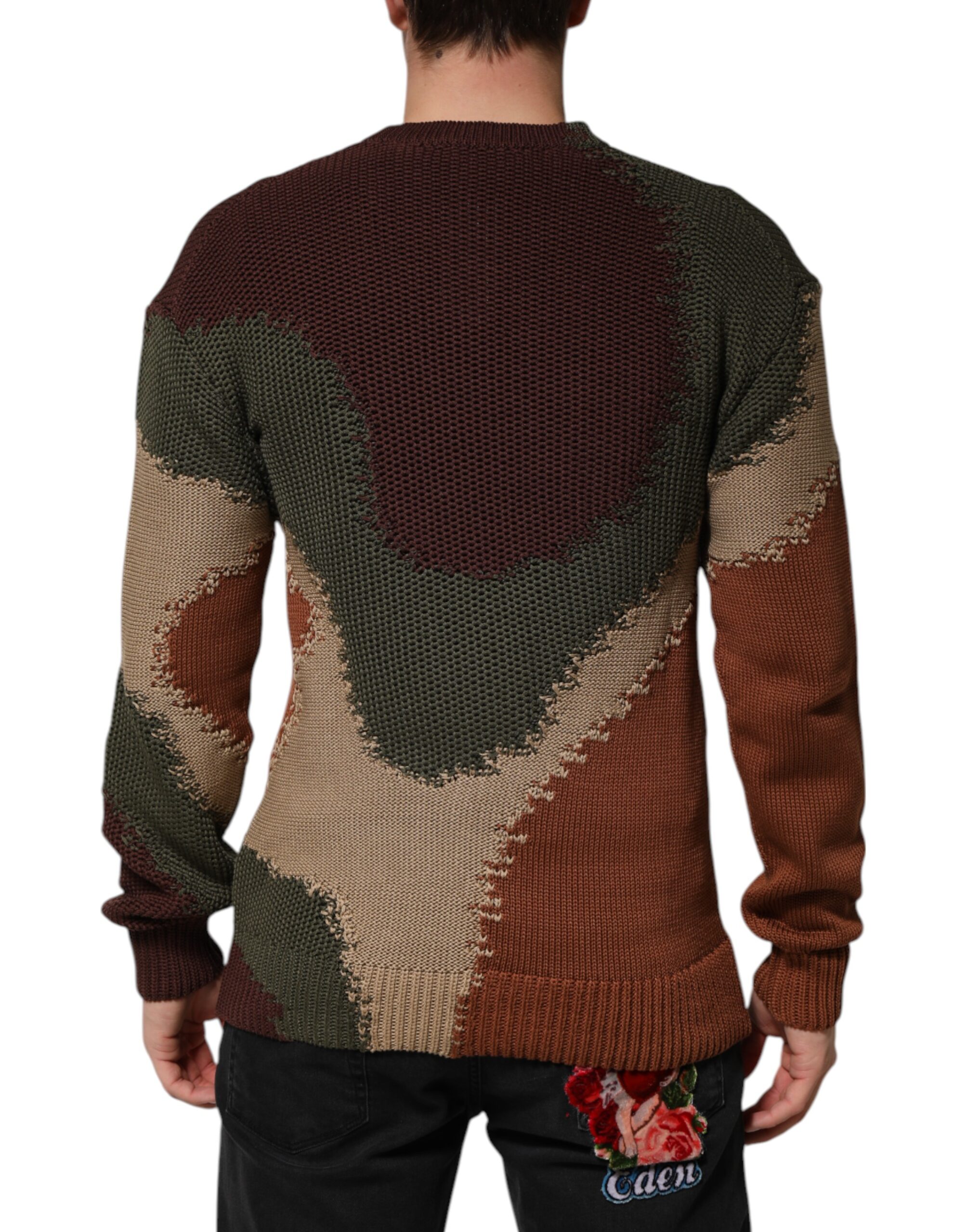 Dolce & Gabbana Multicolor Cotton Abstract Men Pullover Sweater - Image 4